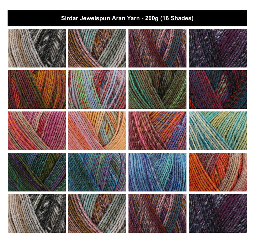 Sirdar Jewelspun Aran Yarn - 200g, 100% Acrylic Self-Striping Colour Gradient Crochet Knitting Wool for Blankets, Jumpers, Cardigans, Scarves & Shawls