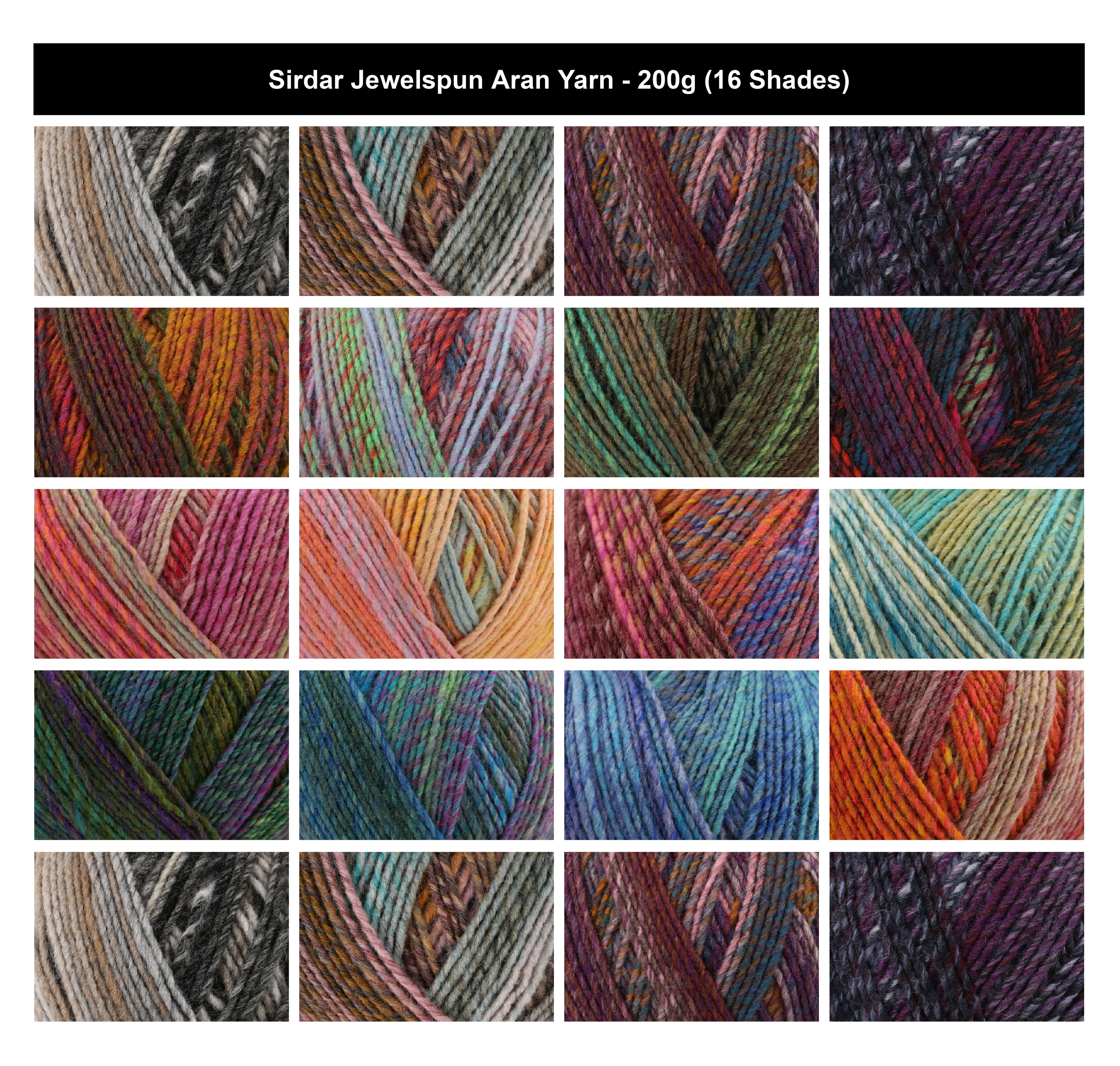 Sirdar Jewelspun Aran Yarn - 200g, 100% Acrylic Self-Striping Colour Gradient Crochet Knitting Wool for Blankets, Jumpers, Cardigans, Scarves & Shawls