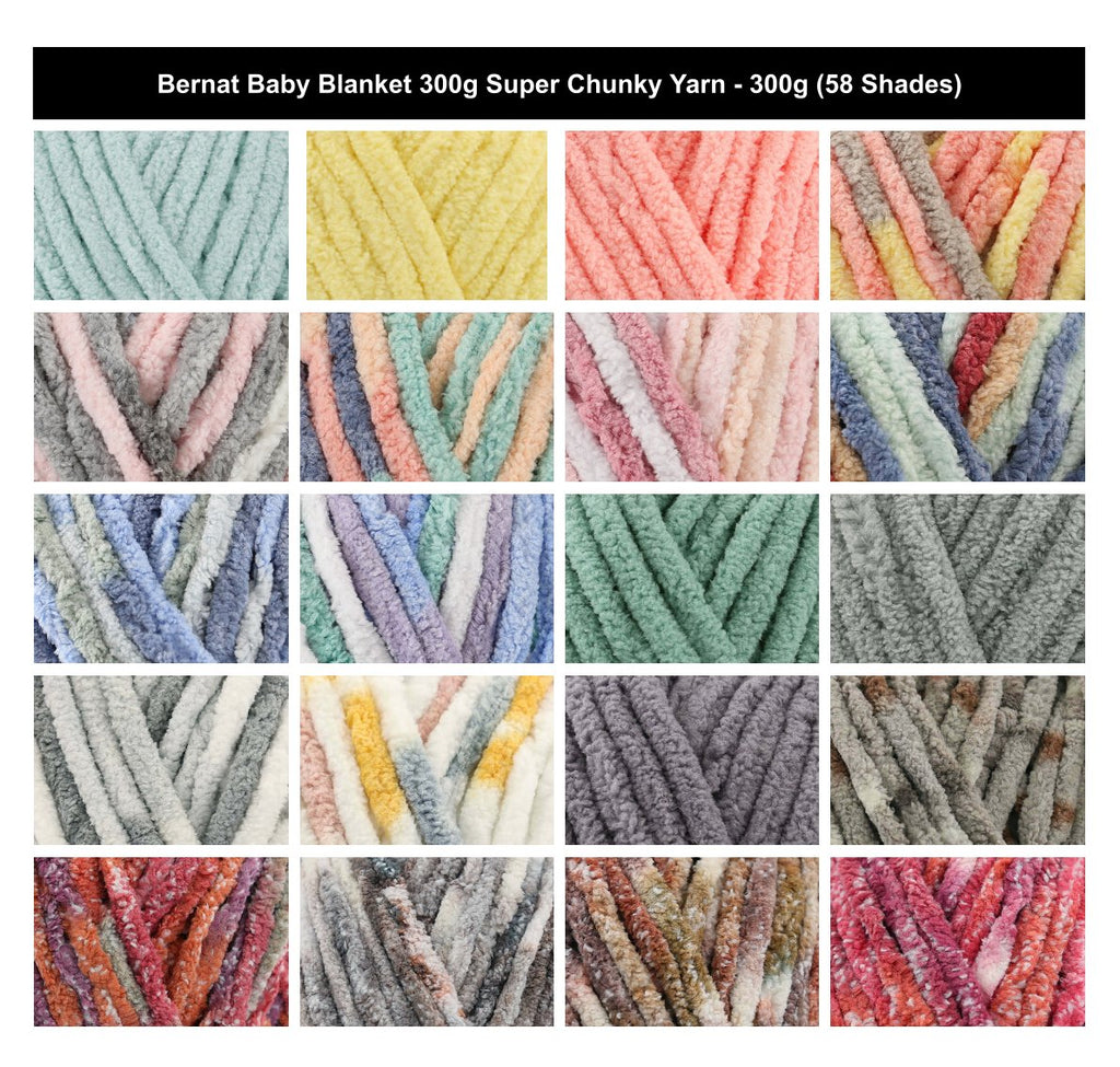 Bernat Baby Blanket Super Chunky Yarn - 300G, 100% Polyester Soft Chenille Style Plush Texture Jumbo Knitting Wool for Baby Blanket & Garments