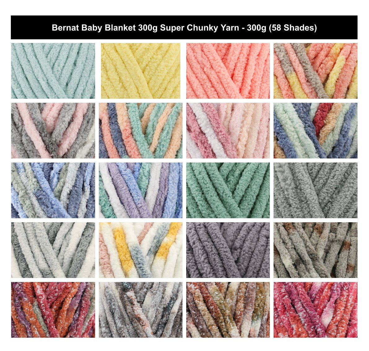 Bernat Baby Blanket Super Chunky Yarn - 300G, 100% Polyester Soft Chenille Style Plush Texture Jumbo Knitting Wool for Baby Blanket & Garments