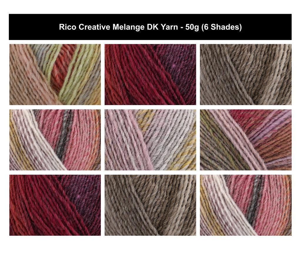 Rico Creative Melange DK Yarn for Crochet - 50G, Luxury Virgin Wool Acrylic Blend Gradient Single Ply Variegated Double Knit Wool for Sweaters, Jumpers & Headwear