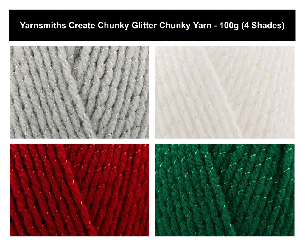 Yarnsmiths Create Chunky Glitter Yarn - 100g, Acrylic Polyester Blend Non-Scratchy Knitting & Crochet Yarn for Cozy Cowls & Amigurumi