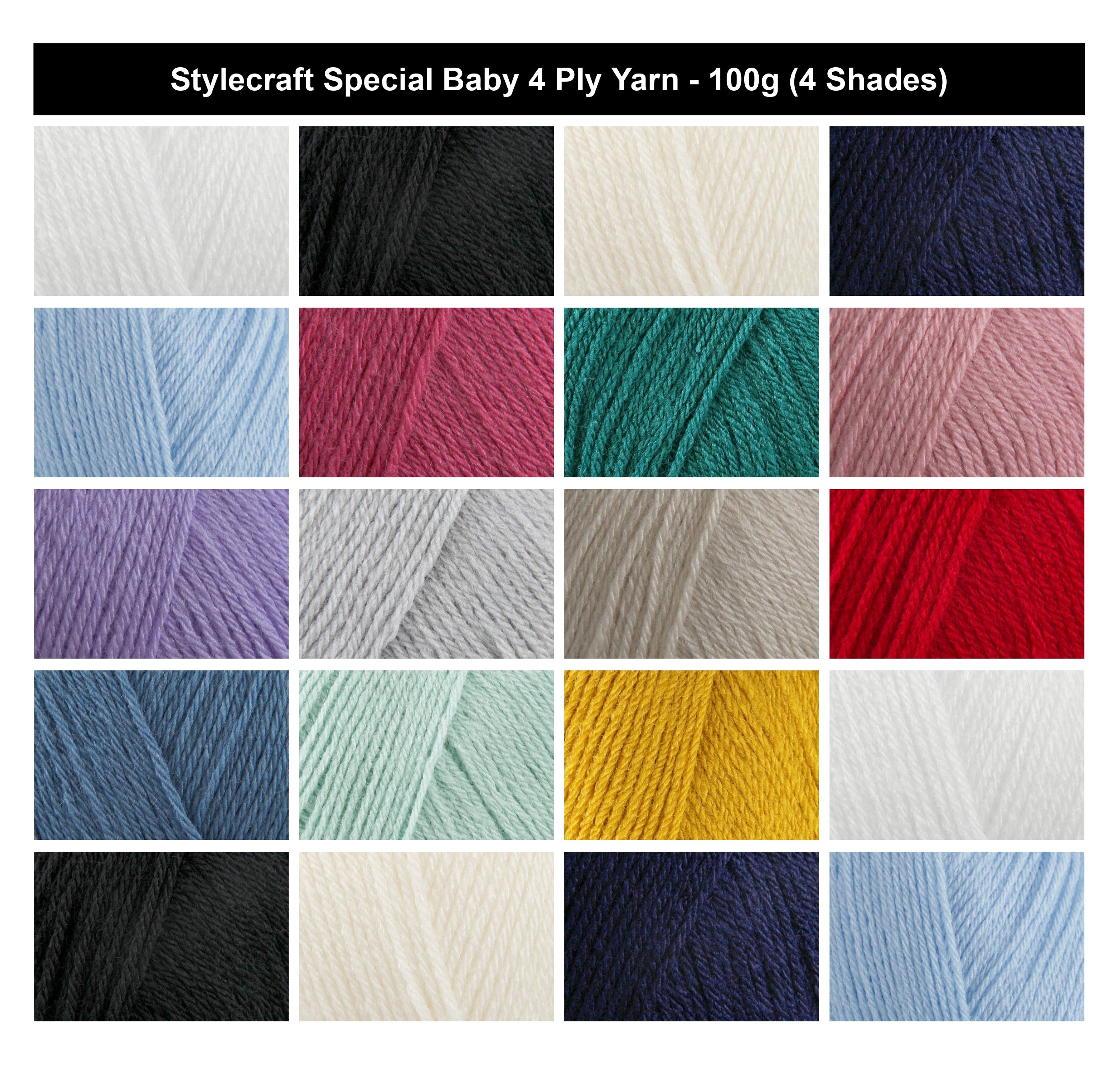 Stylecraft Special Baby 4 Ply Soft Yarn - 100g, Super Soft 100% Acrylic Crochet & Knitting Wool for Dresses, Tunics & Baby Projects
