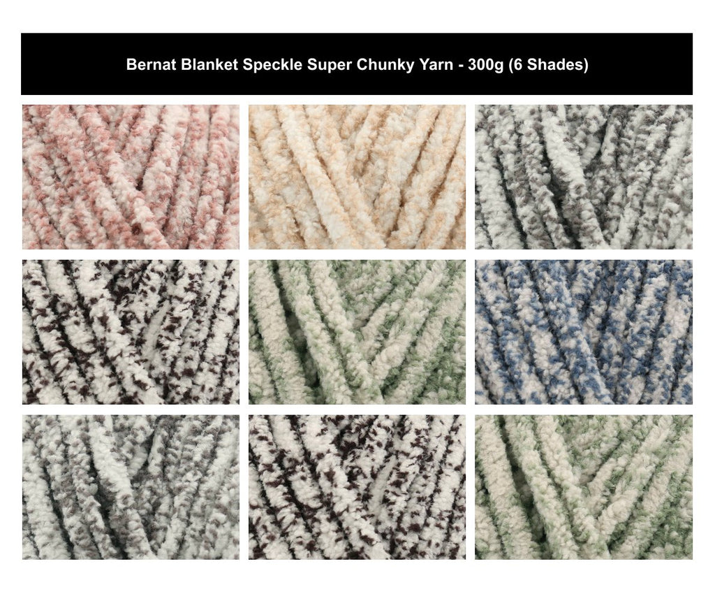 Bernat Blanket Speckle Super Chunky Yarn - 300G, Luxury 100% Polyester Soft Chenille Confetti Speckled Knitting Wool for Crochet Blankets, Cushions & Home Decor