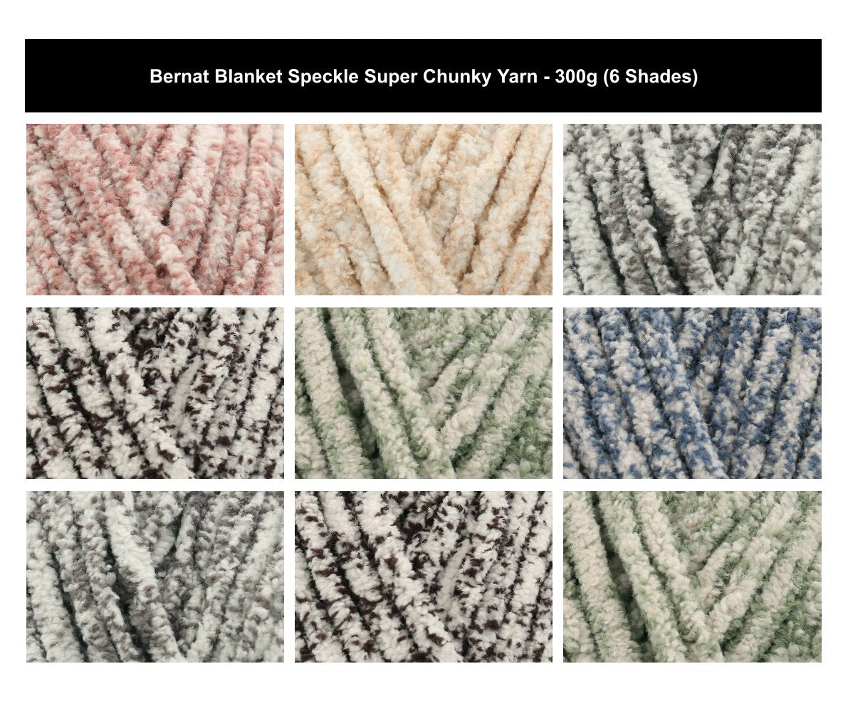 Bernat Blanket Speckle Super Chunky Yarn - 300G, Luxury 100% Polyester Soft Chenille Confetti Speckled Knitting Wool for Crochet Blankets, Cushions & Home Decor