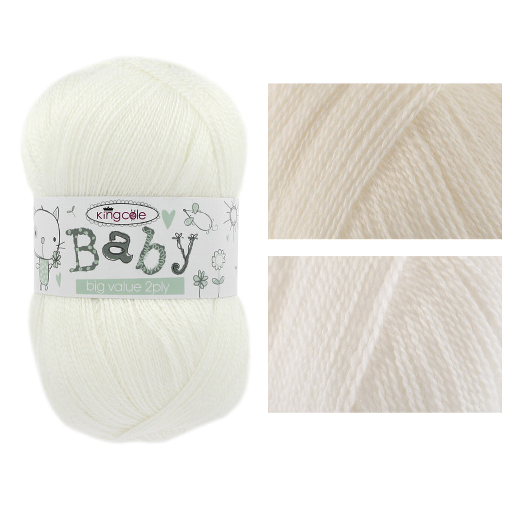 King Cole Big Value Baby 2Ply Yarn 100% Acrylic, Ultra?Fine Lightweight Baby Knit & Crochet Yarn, 800m Soft Machine?Washable - 100g