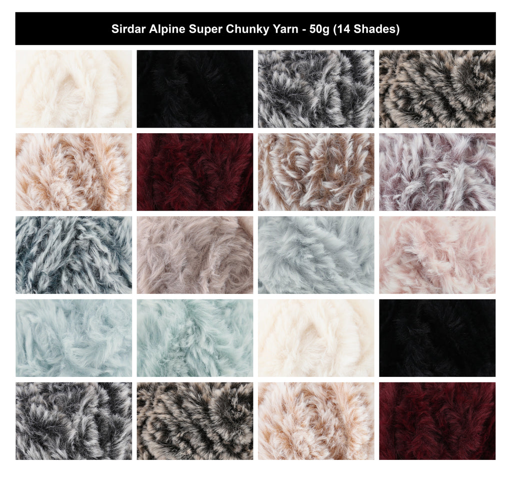 Sirdar Alpine Super Chunky Faux Fur Yarn - 50g, 100% Polyester Fluffy Crochet & Knitting Yarn for Scarves, Hats, Cushions & Cardigans