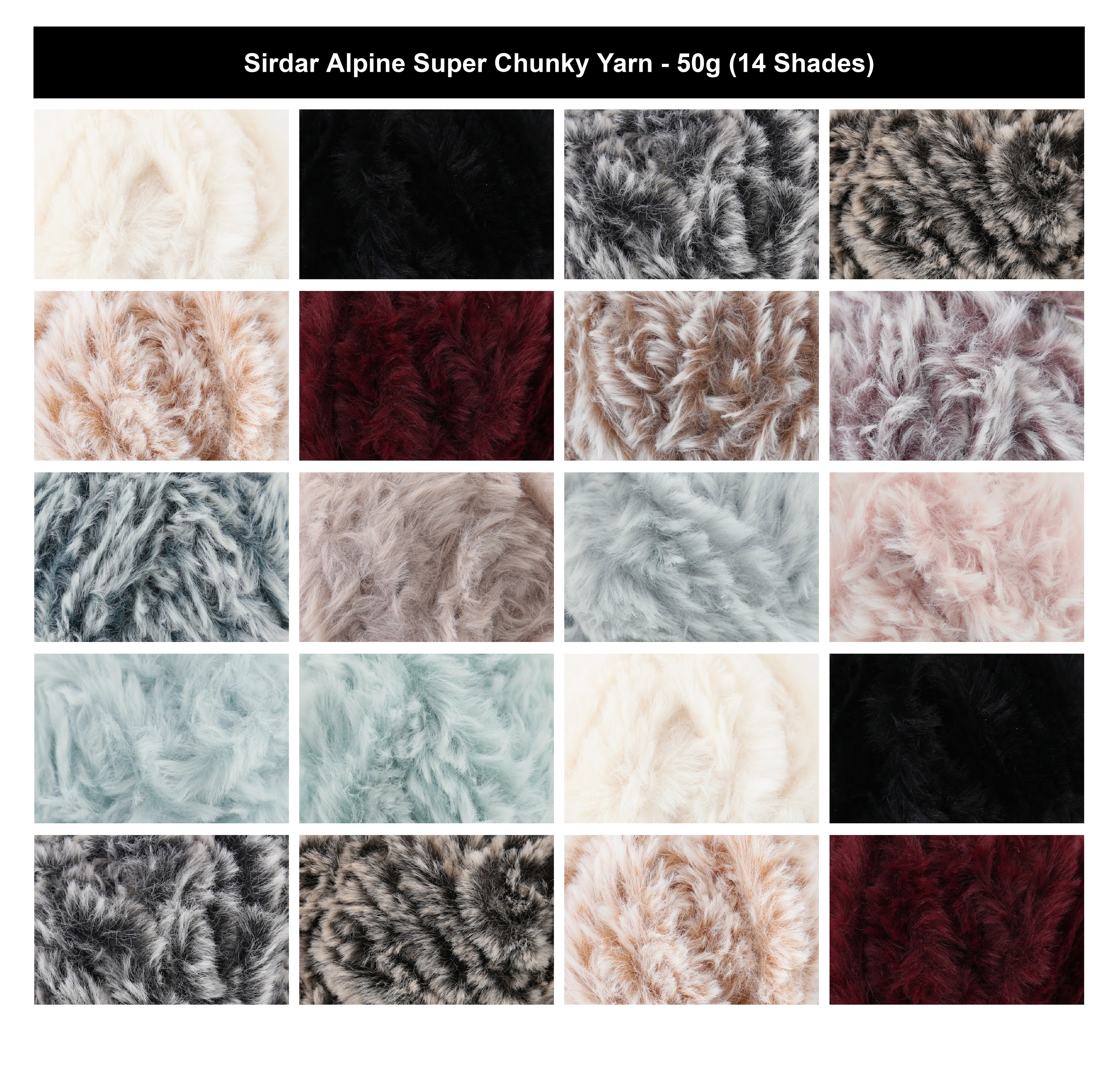 Sirdar Alpine Super Chunky Faux Fur Yarn - 50g, 100% Polyester Fluffy Crochet & Knitting Yarn for Scarves, Hats, Cushions & Cardigans