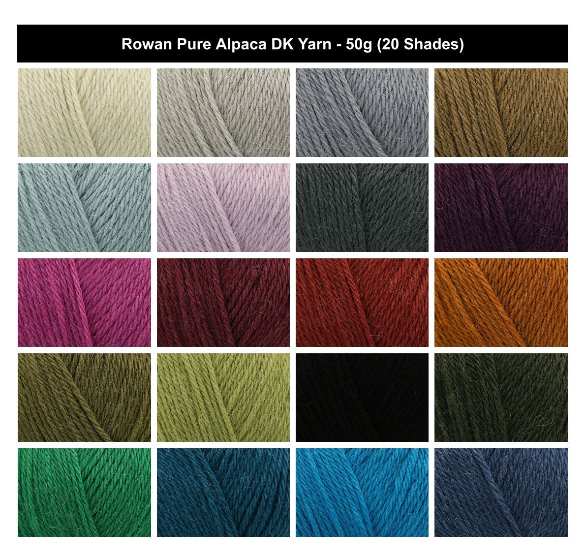 Rowan Pure Alpaca Double Knit Yarn - 50g, Luxury 100% Alpaca Soft Hypoallergenic Crochet Knitting Wool for Jackets, Cardigans & Sweaters