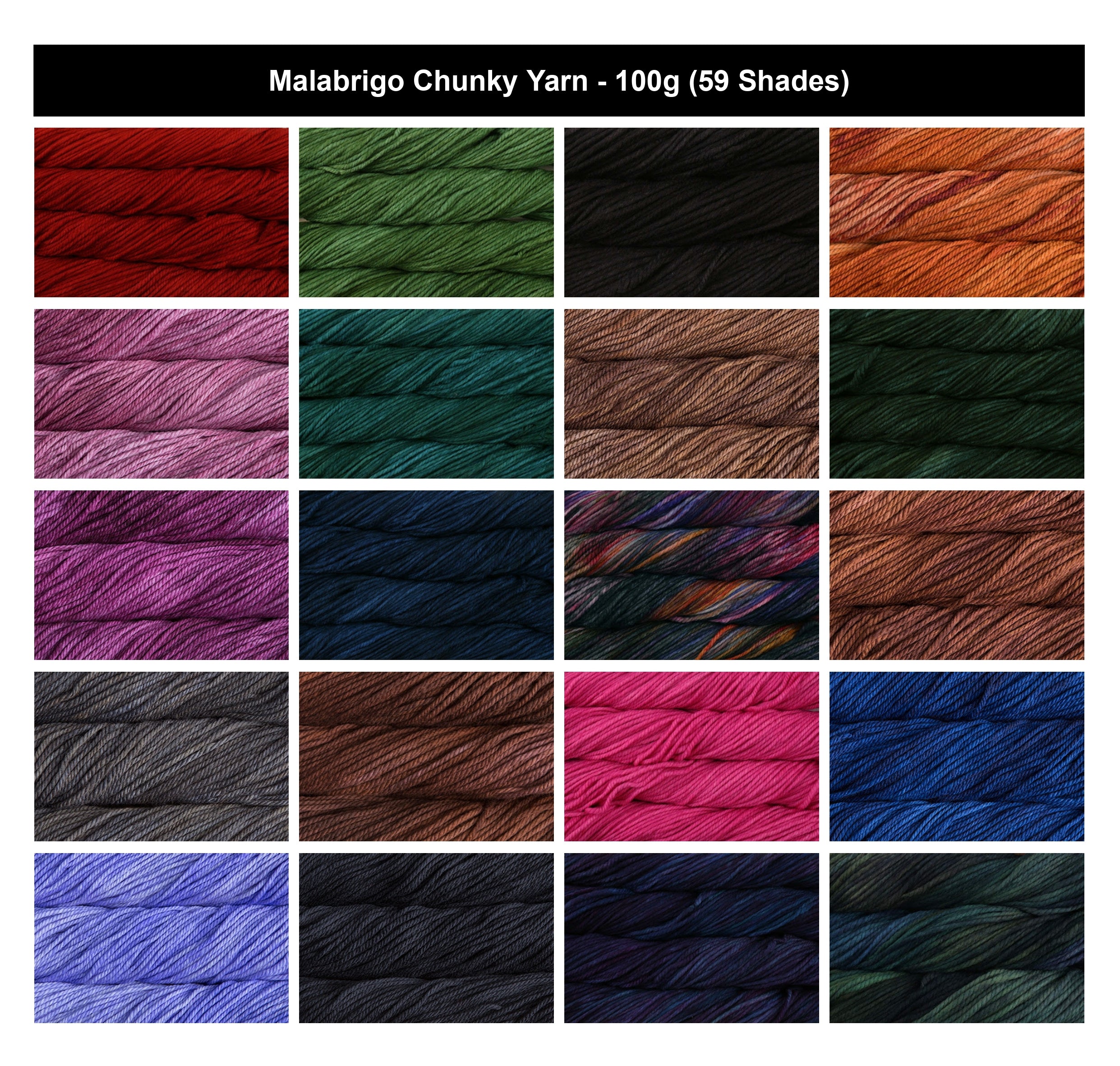 Malabrigo Chunky Yarn for Crochet - 100g, 100% Merino Wool Kettle Dyed Variegated Knitting Yarn for Hats, Scarves, Sweaters & Blankets