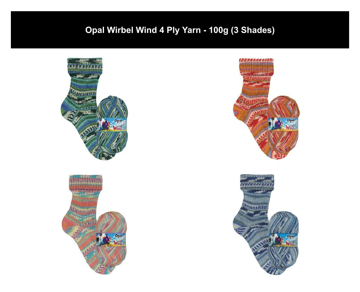Opal Wirbel Wind 4 Ply Crochet Yarn - 100g, Wool Blend Self-Striping Soft Durable Knitting Sock Yarn for Gloves, Shawls & Accessories