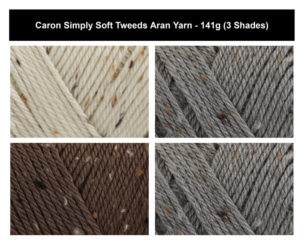 Caron Simply Soft Tweeds Aran Yarn - 141g, Acrylic Viscose Blend Blankets & Sweaters, Tweed Effect