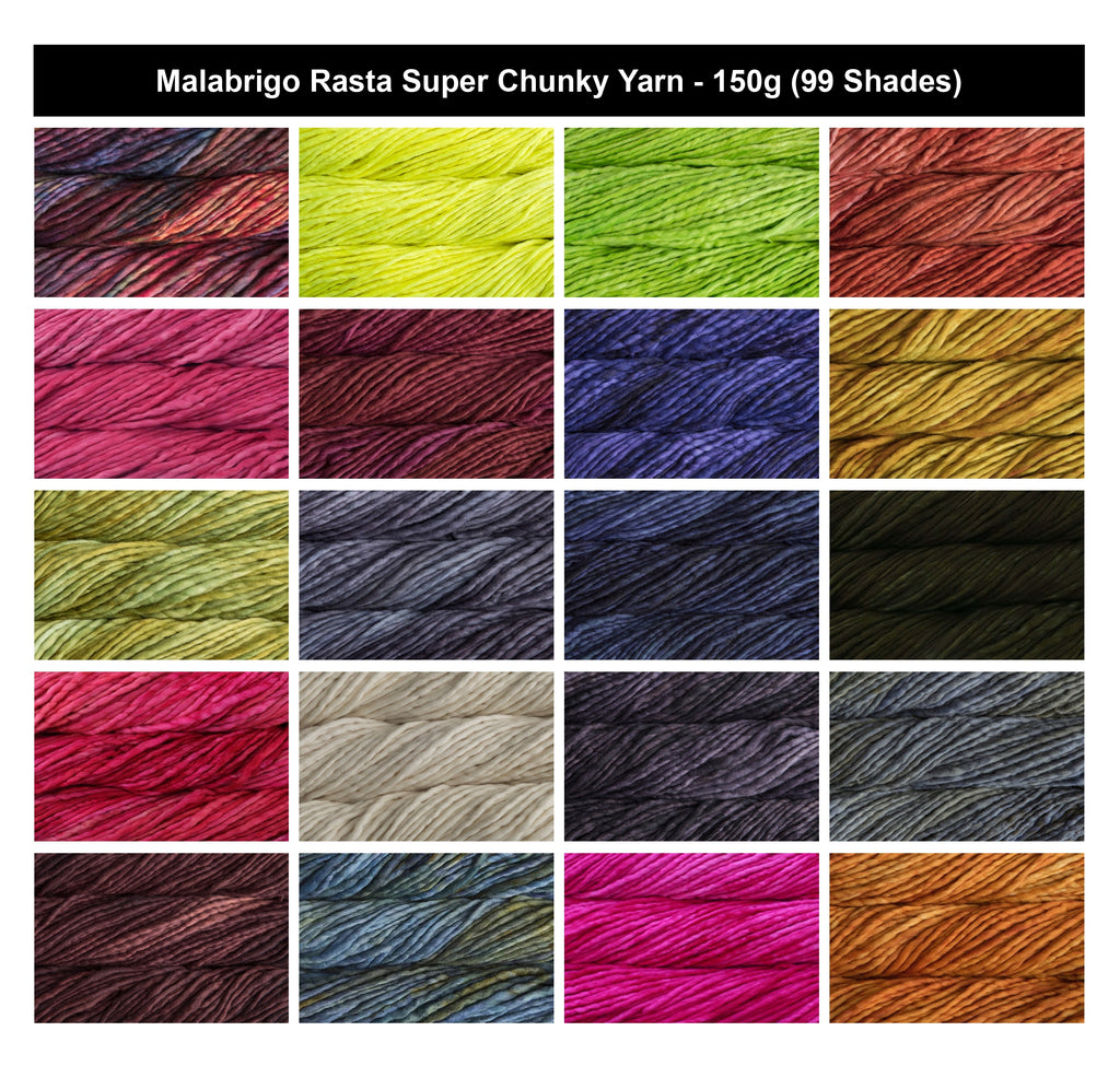Malabrigo Rasta Super Chunky Yarn - 150g, Uruguayan 100% Marino Wool, Single Ply Hand Kettle Dyed Knitting Crochet Yarn for Hats, Cowls & Scarves