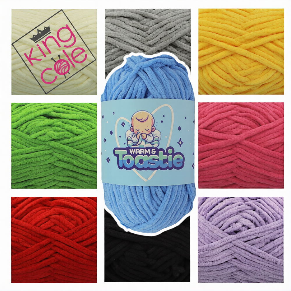 King Cole Toastie Super Chunky Yarn, Plush Soft Polyester for Knitting & Crochet, Vibrant & Classic Colours Wool Yarn - 200g Ball
