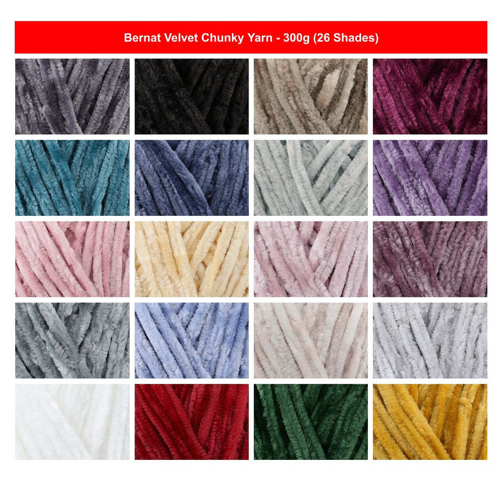 Bernat Velvet Chunky Crochet Yarn - 300G, Luxury 100% Polyester Soft Chenille Knitting Wool for Blankets, Cushions, Home Décor & Accessories