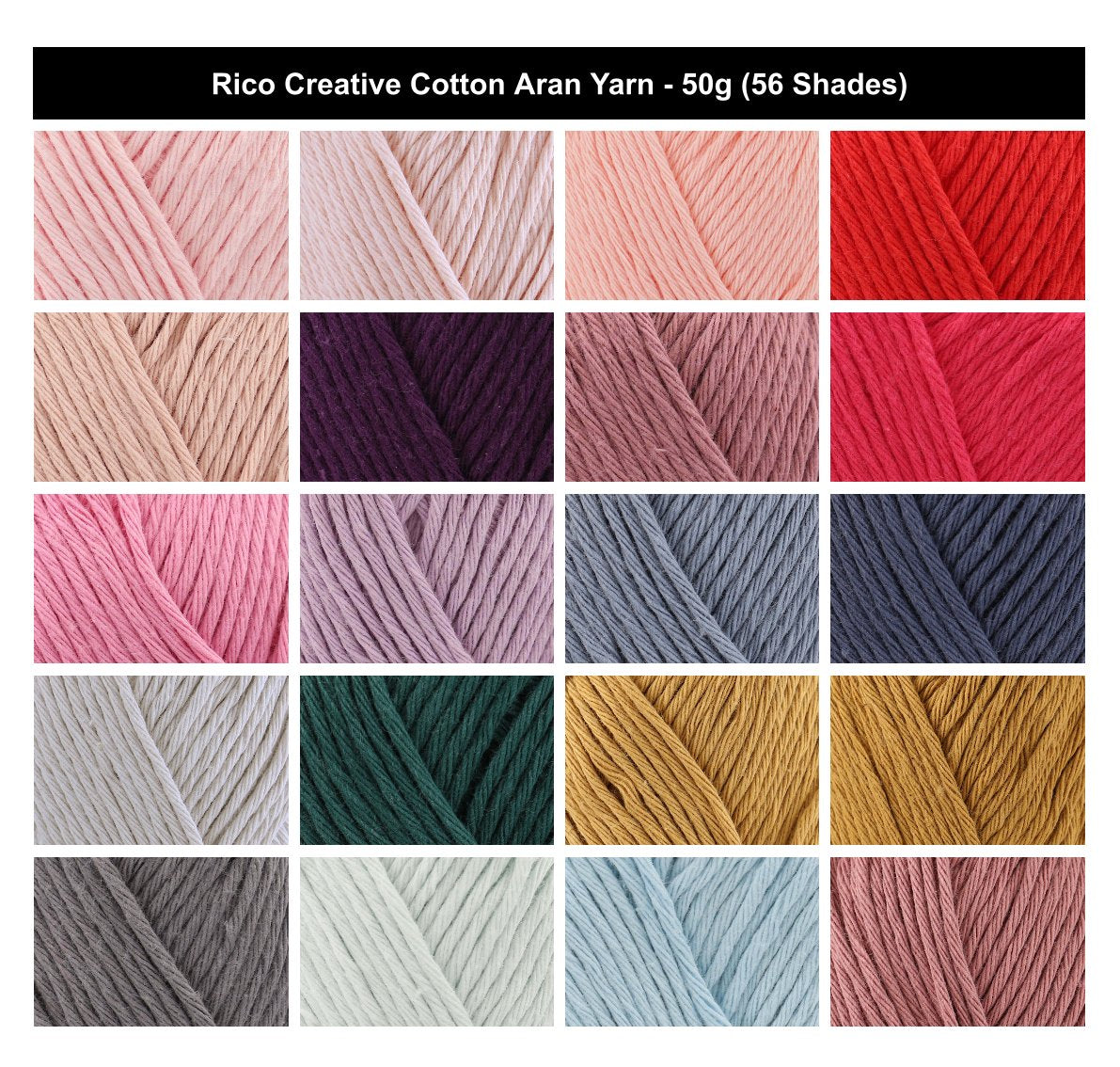 Rico Creative Cotton Aran Crochet Yarn - 50G, 100% Natural Cotton Anti-Splitting Soft Knitting Wool for Amigurumi, Cushions, Kitchen & Dining Accessories