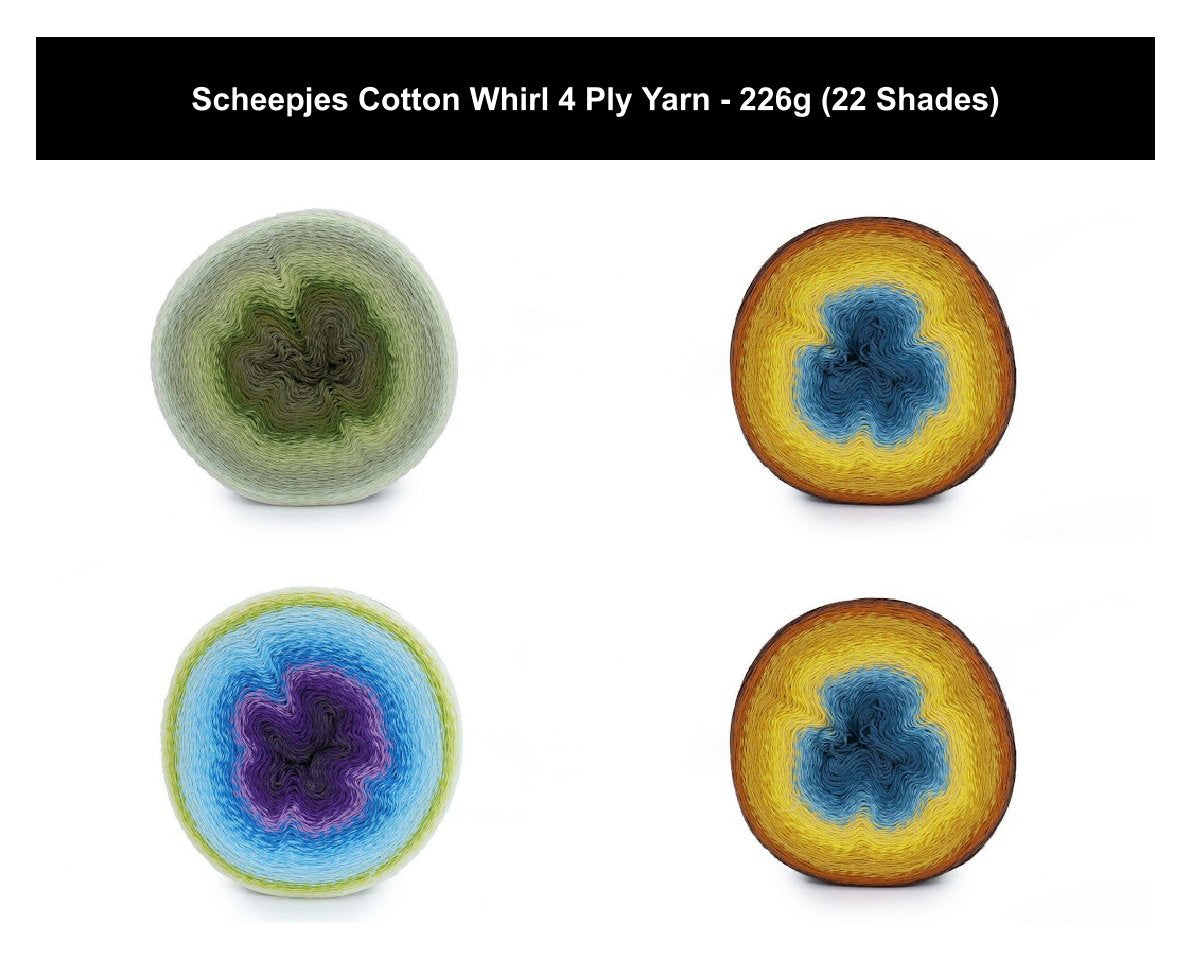 Scheepjes Mega Whirl Fingering Crochet Yarn - 666g, Cotton Acrylic Blend Gradient Knitting Wool Yarn Cake for Blankets, Tunics & Summer Projects