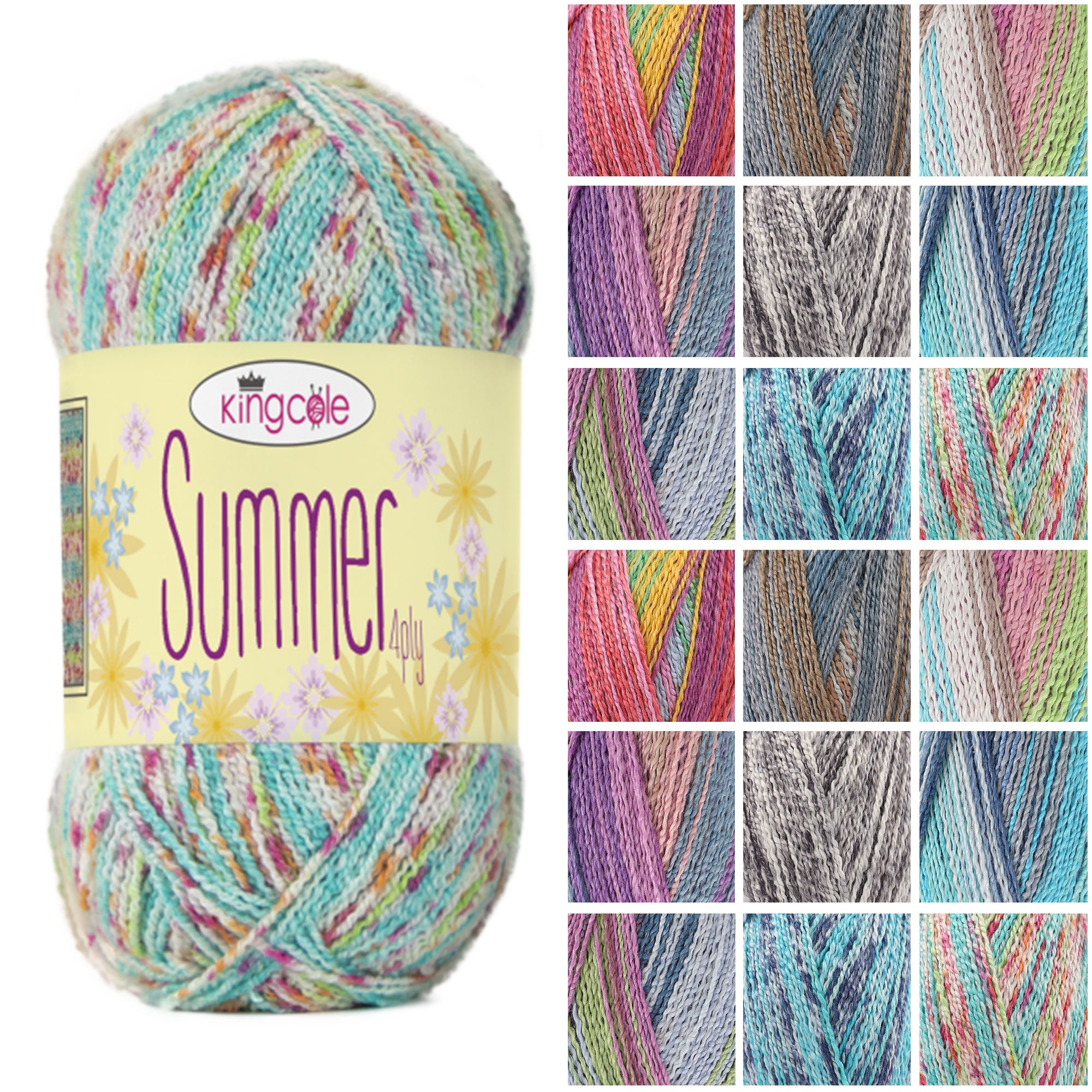 King Cole Summer 4?Ply Yarn 55% Bamboo 37% Cotton 8% PBT 450m Lightweight Summer Sock & Apparel Yarn - 100g