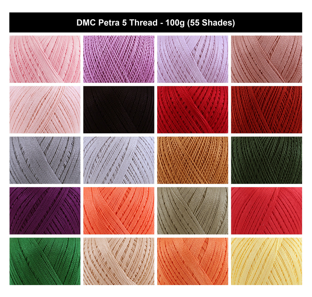 DMC Petra 5 Thread Crochet Yarn - 100g, 100% Mercerised Cotton Knitting & Crochet Yarn for Babywear, Clothing & Decorative Projects