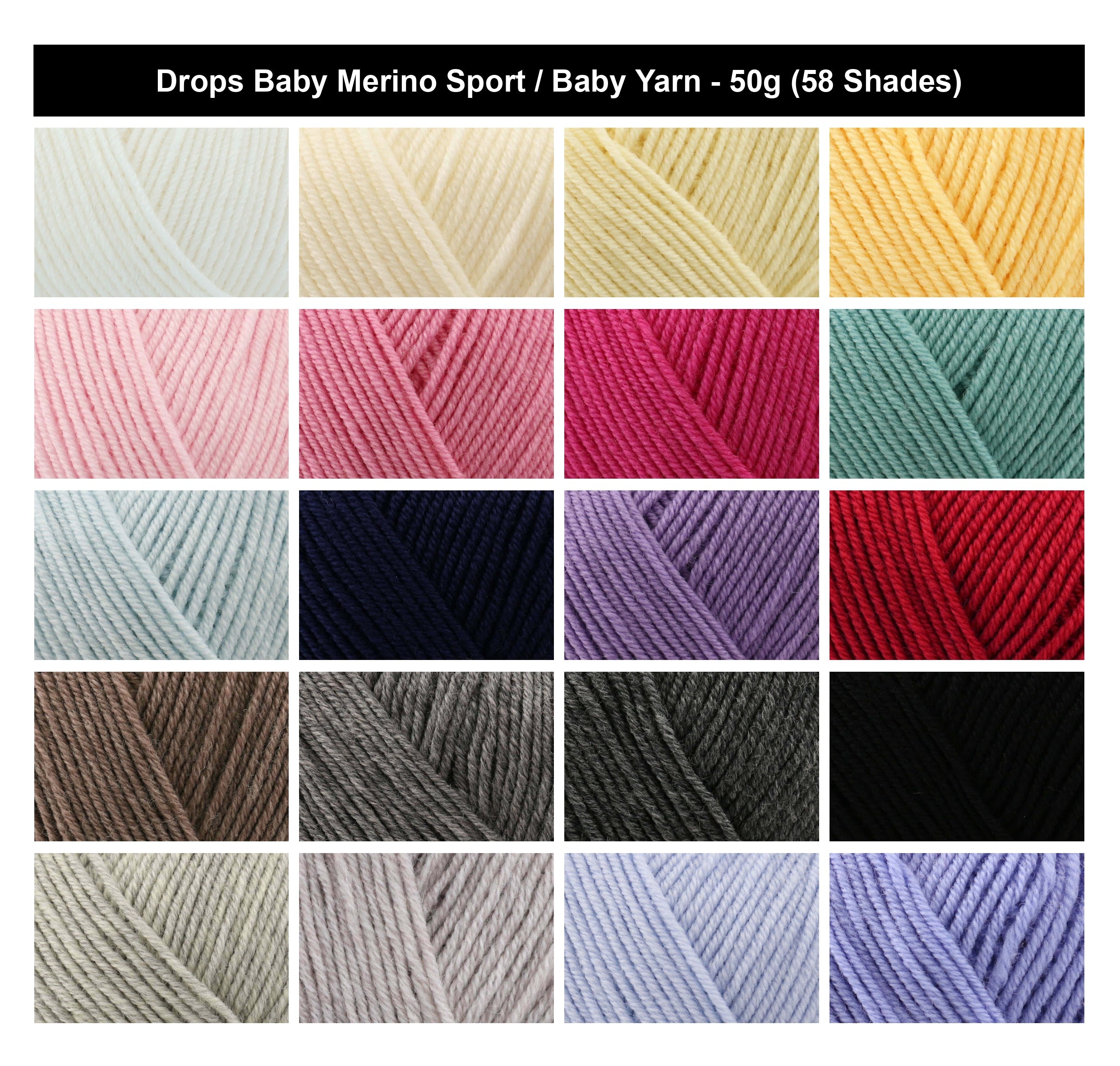 Drops Baby Merino Sport Crochet Yarn - 50g, Luxury Merino Wool Lightweight Soft Non-Itchy Knitting Wool for Baby Clothes, Blankets, Sweaters & Accessories