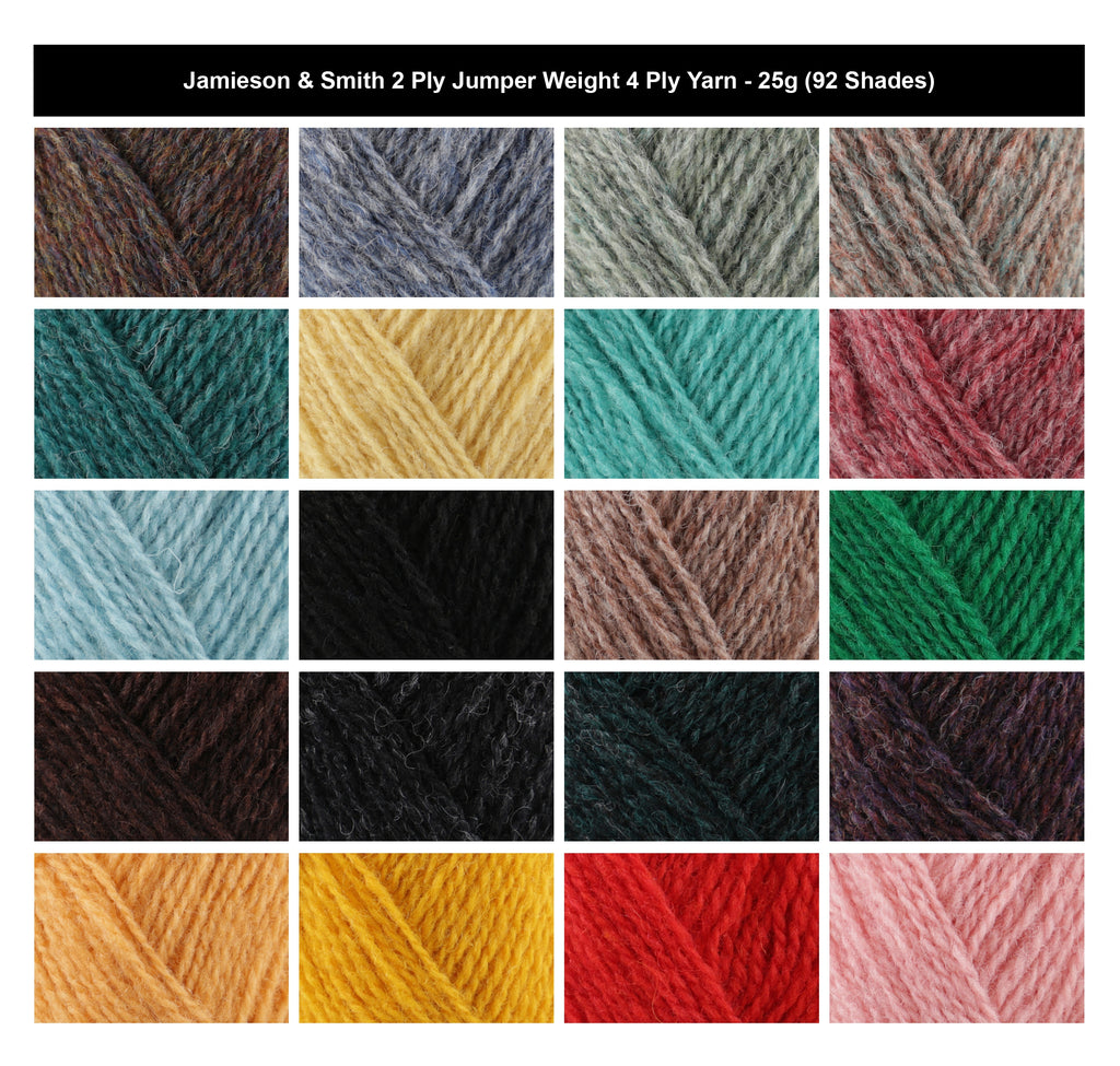 Jamieson & Smith 2 Ply Jumper Weight 4 Ply Yarn - 25g, 100% Shetland Wool Yarn Fair Isle Colourwork Knitting Yarn, Heather Shades for Jumpers, Hats, Scarves & Knitwear