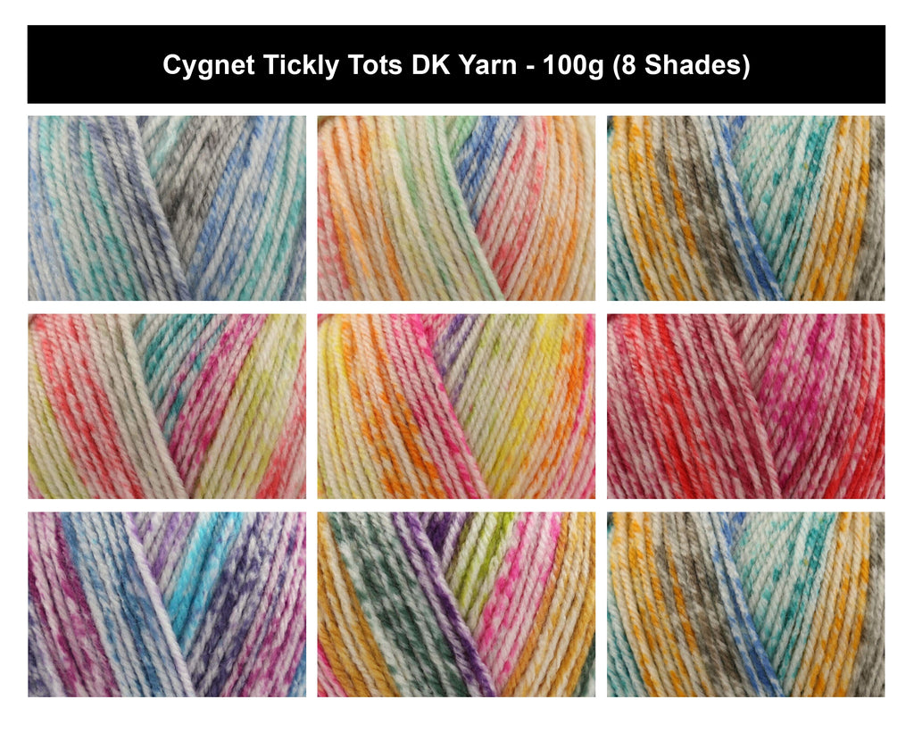 Cygnet Tickly Tots DK Baby Yarn - 100g, 100% Acrylic Self-Striping Marled Double Knitting Crochet Yarn Children's Garments and Accessories