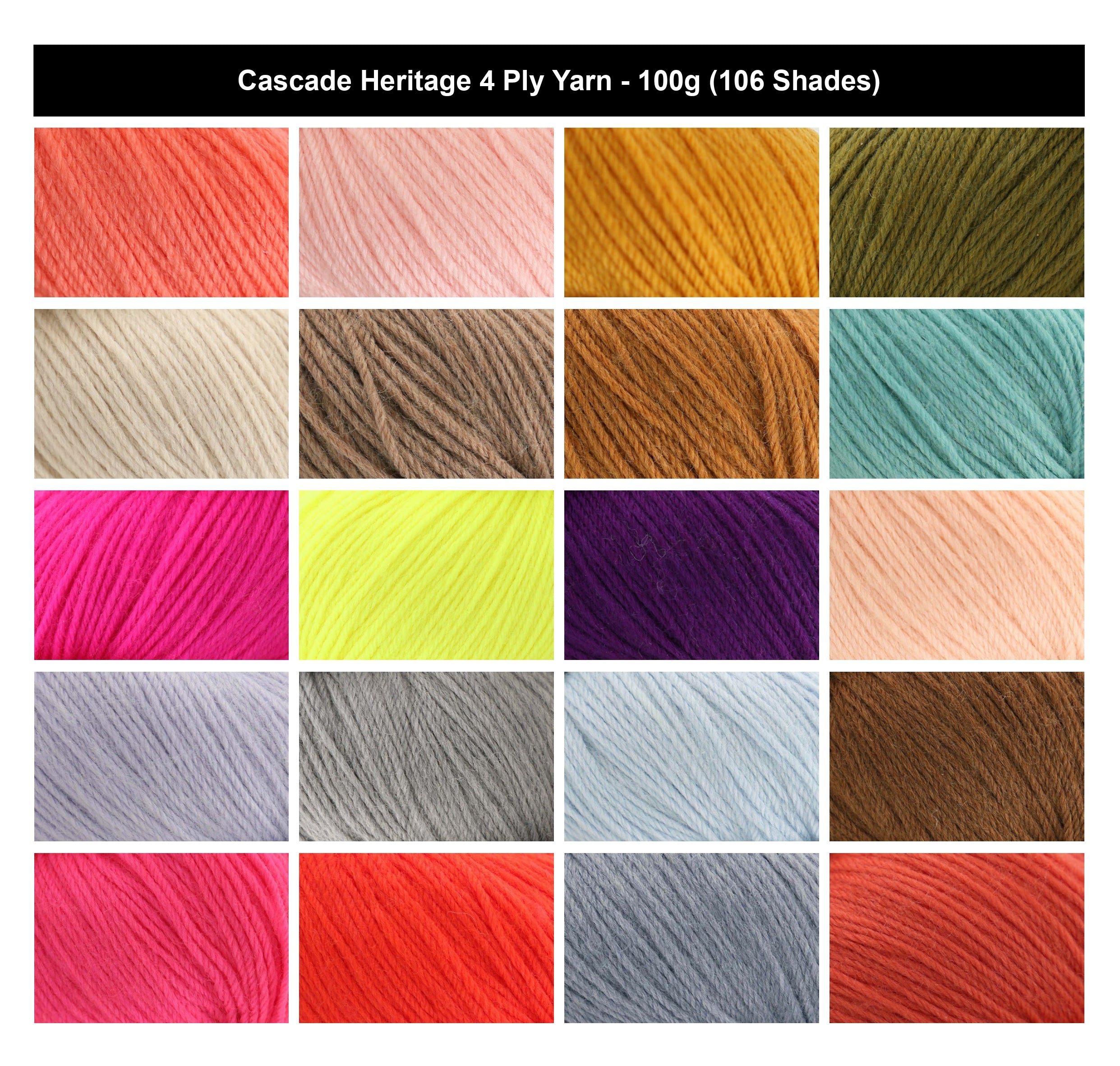 Cascade Heritage 4 Ply Crochet Yarn - 100g, Luxury Merino Wool & Nylon Blend Soft Sock Knitting Wool for Socks, Shawls, Garments & Accessories