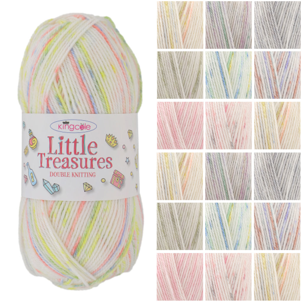 King Cole Little Treasures DK Yarn 60% Acrylic & 40% Polyamide Soft Variegated Double Knit Yarn 320m for Knitting & Crochet - 100g
