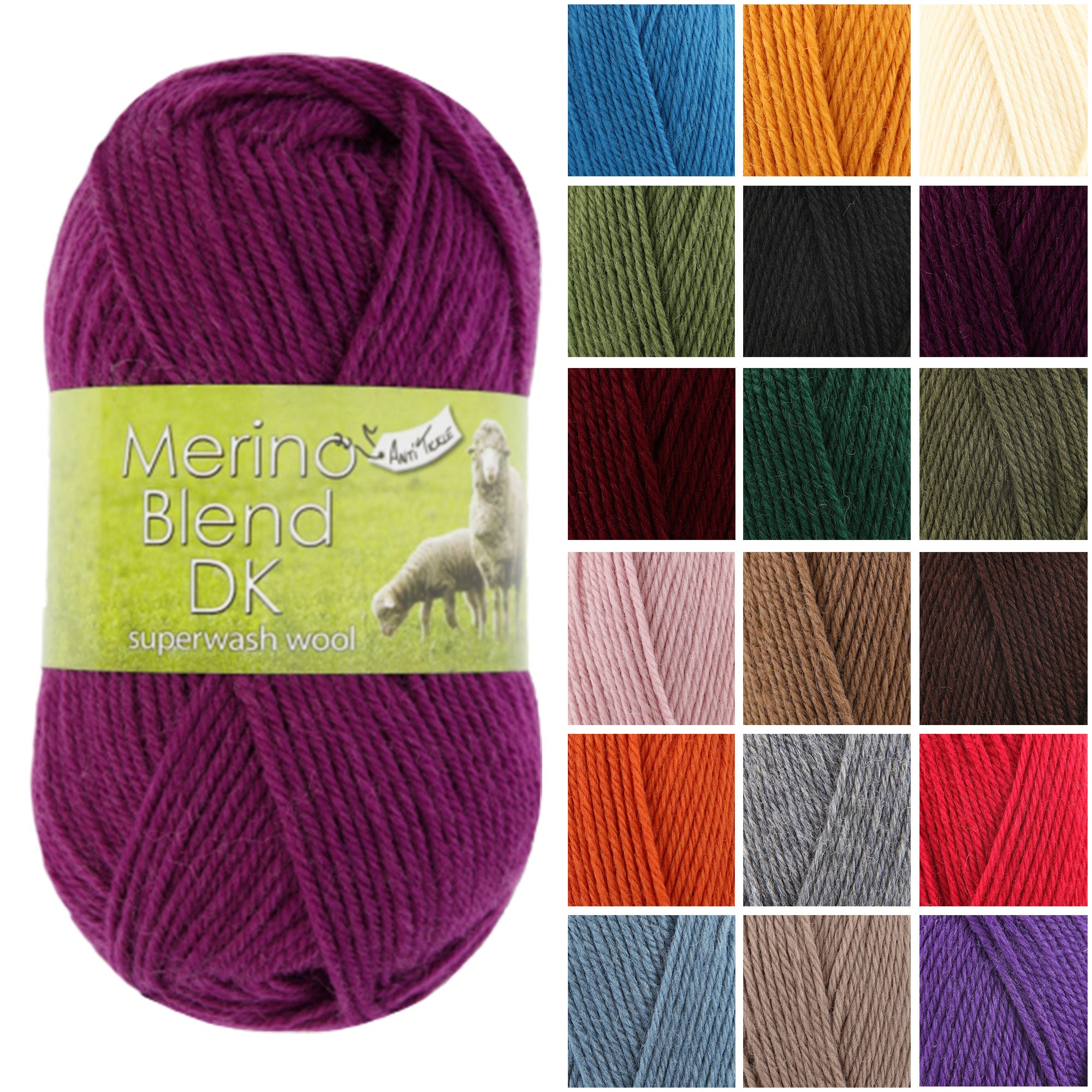 King Cole Merino Blend DK Yarn 100% Superwash Merino Wool Soft Double Knit Yarn 280m for Knitting & Crochet - 100g