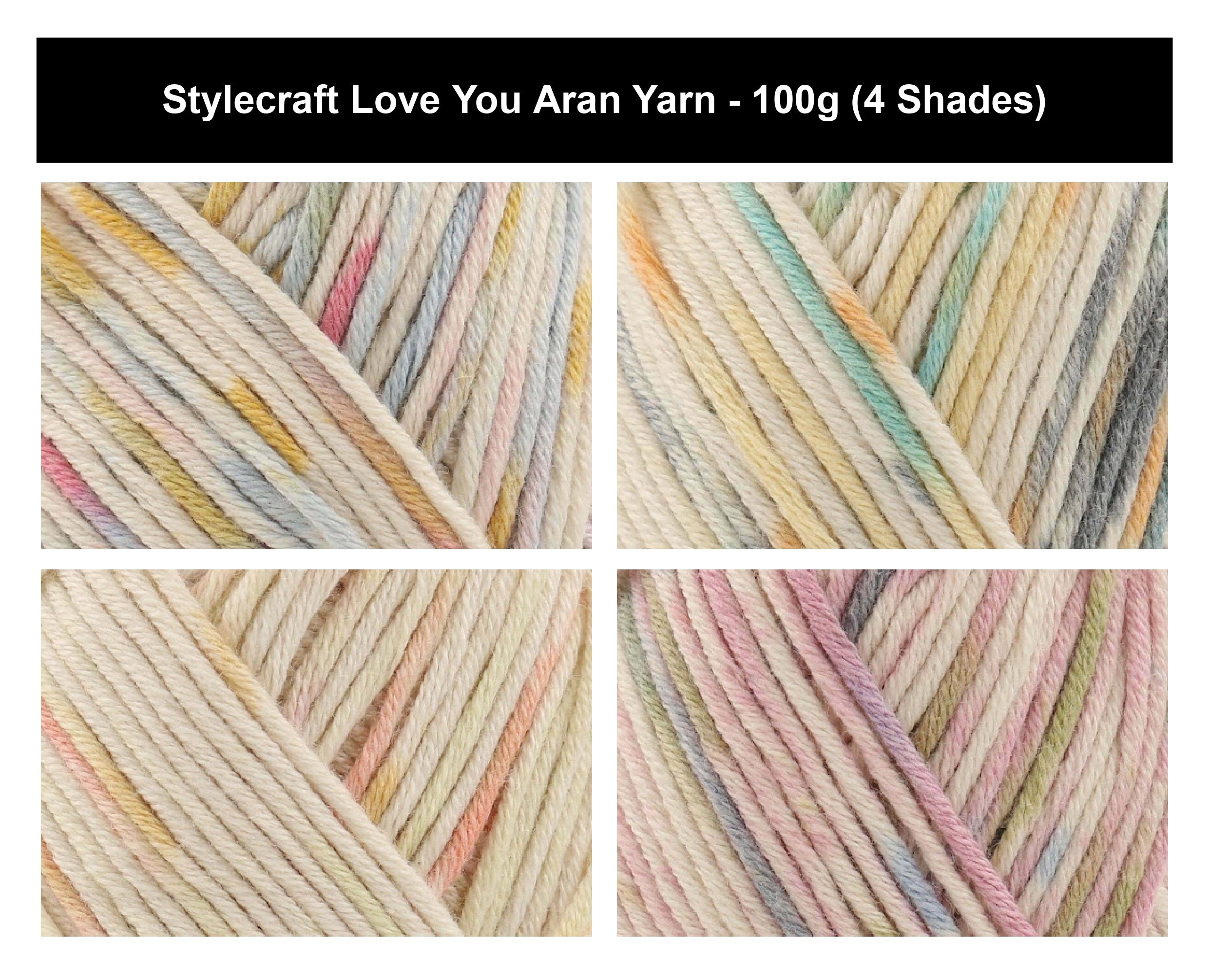 Stylecraft Love You Man Aran Crochet Baby Yarn - 100g, Soft Cotton Acrylic Blend Easy-Care Kind To Sensitive Skin Knitting Crochet Wool for Baby Blankets & Garments