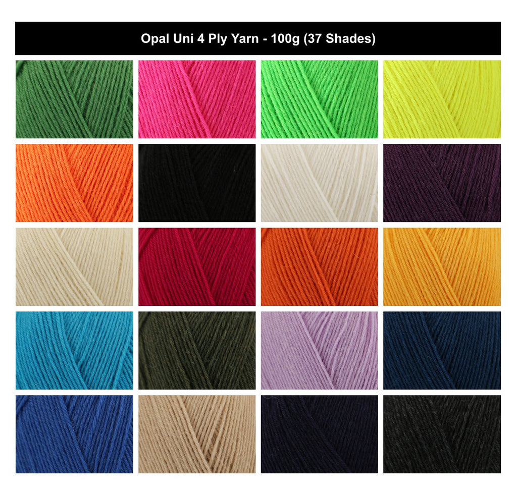 Opal Uni 4 Ply Crochet Sock Yarn - 100g, Wool Polyamide Blend Lightweight Solid Wool Yarn for Socks & Accessories
