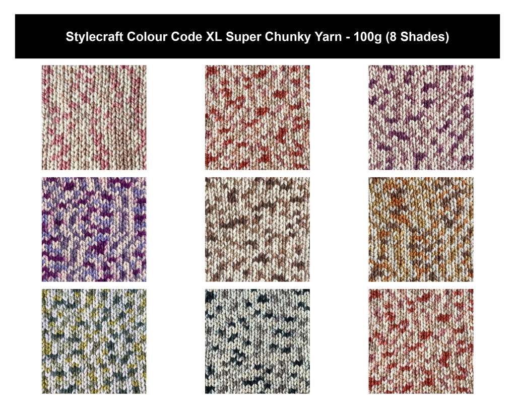 Stylecraft Colour Code XL Super Chunky Yarn - 100g, Luxury 100% Acrylic Machine Washable Thick Bulky Crochet Knitting Wool for Blankets and Home Knits