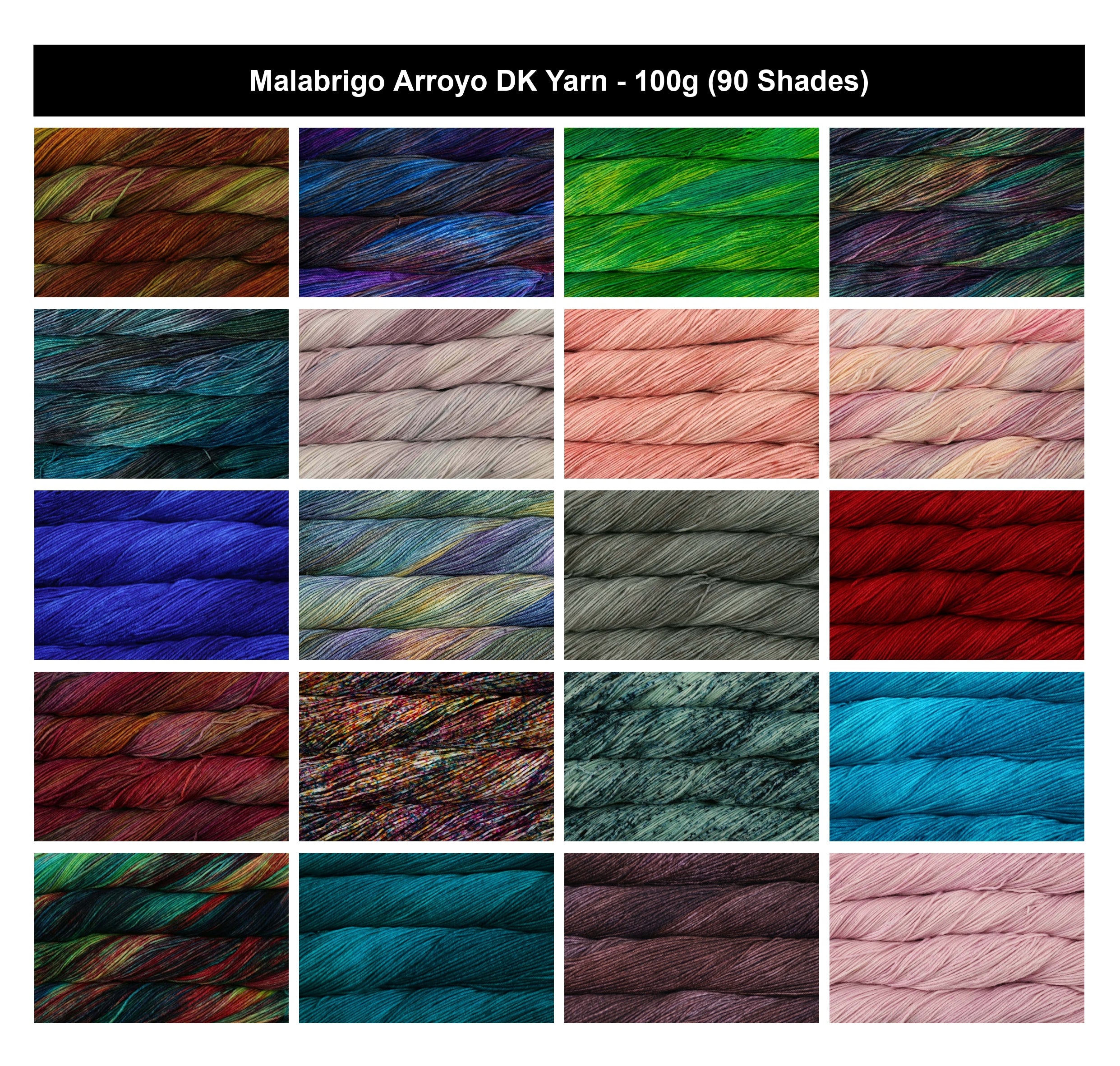 Malabrigo Arroyo DK Crochet Yarn - 100g, 100% Superwash Merino Wool, Hand Kettle-Dyed Lightweight Knitting & Crochet Yarn for Soft Baby & Garment