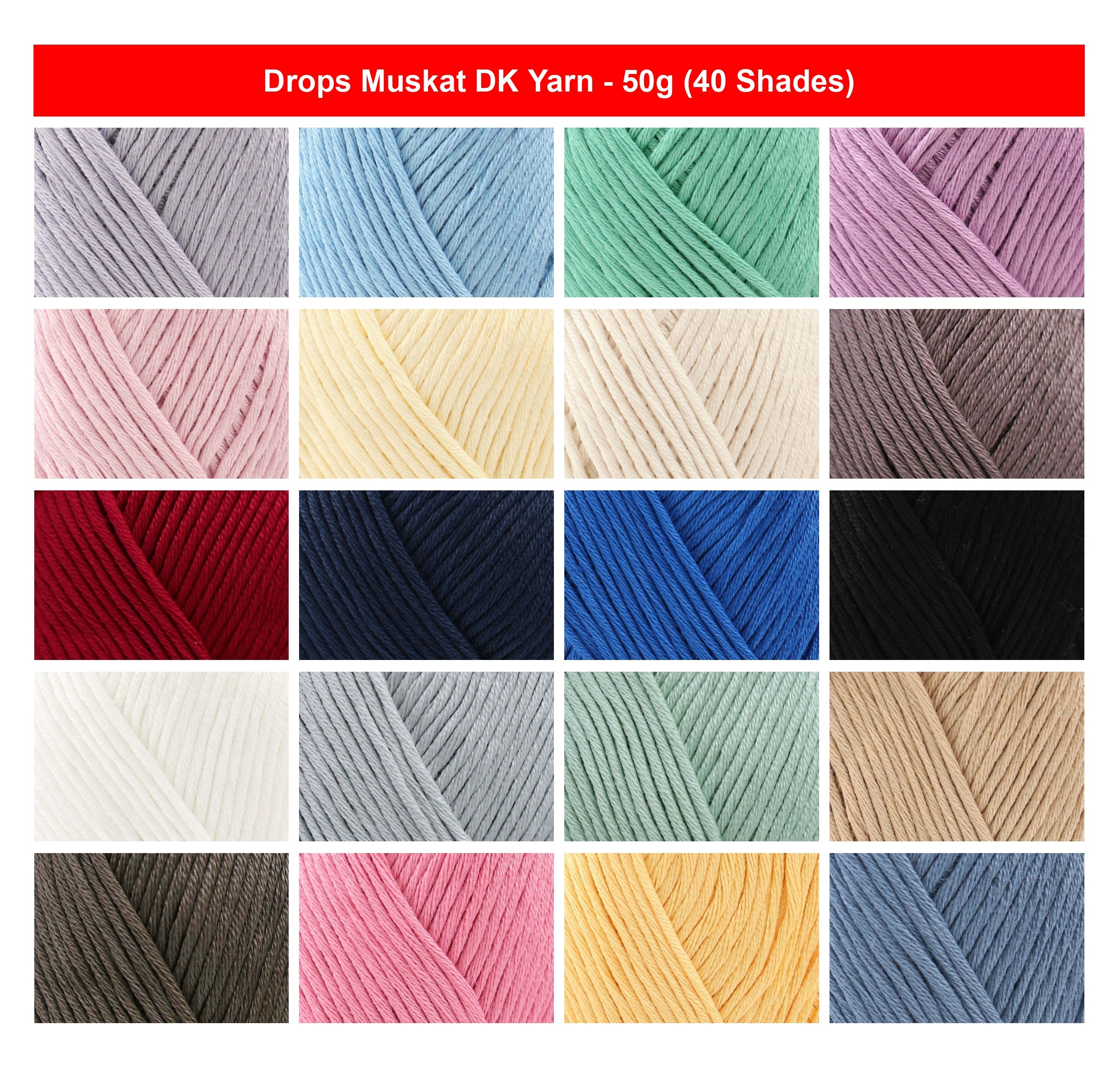 Drops Muskat DK Yarn for Crochet - 50g, Luxury 100% Mercerised Egyptian Cotton Soft Lightweight Double Knitting Wool for Garments, Accessories & Decor