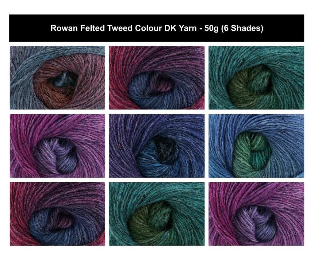Rowan Felted Tweed Colour DK Ombre Crochet Yarn - 50g, Luxury Wool, Alpaca, Viscose Blend Fair Isle Lace Textured Stitches Double Knitting Yarn for shawls, Lightweight tops & Scarves
