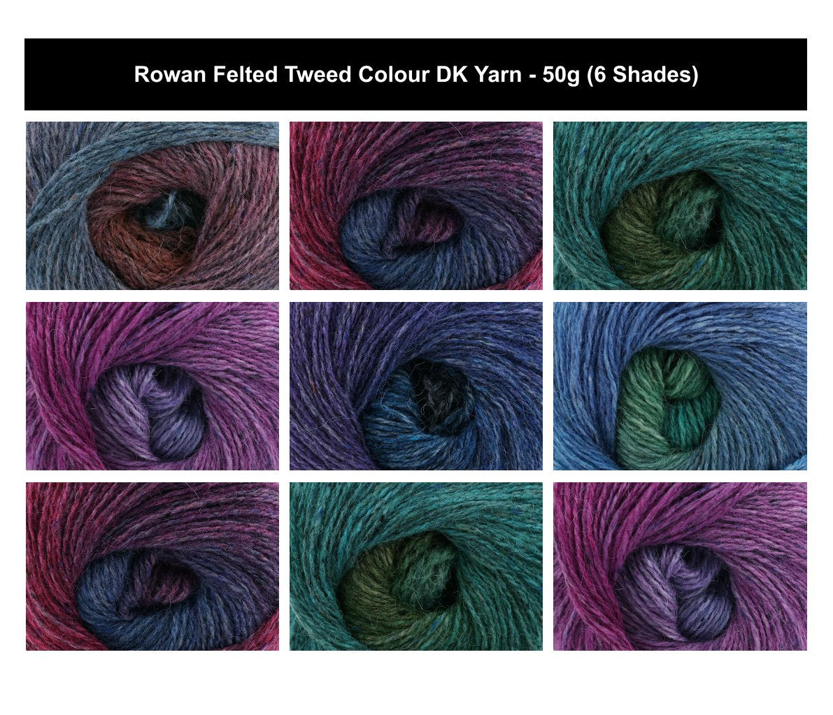 Rowan Felted Tweed Colour DK Ombre Crochet Yarn - 50g, Luxury Wool, Alpaca, Viscose Blend Fair Isle Lace Textured Stitches Double Knitting Yarn for shawls, Lightweight tops & Scarves
