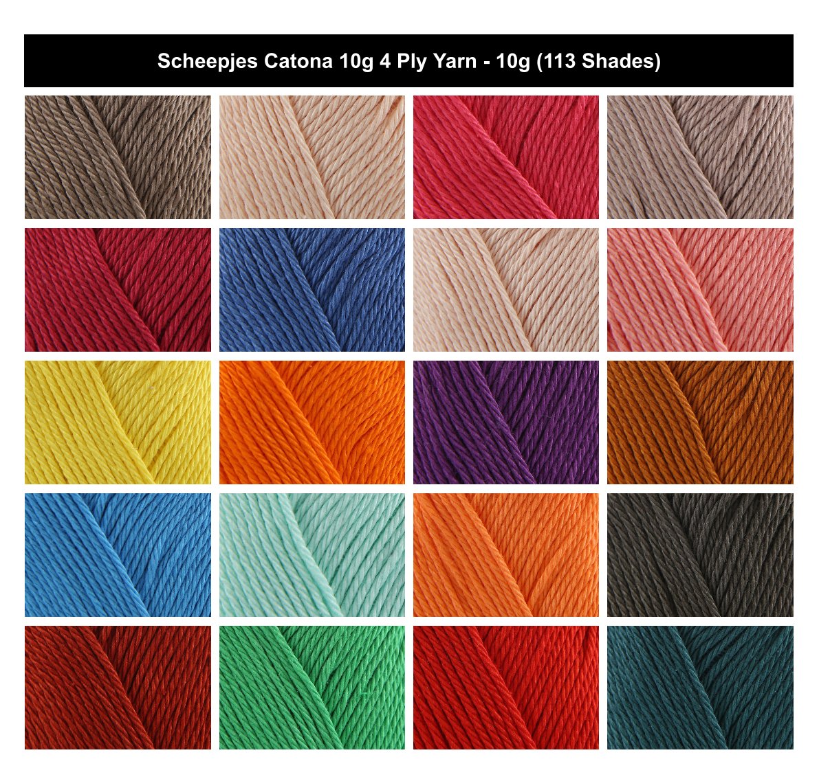 Scheepjes Catona 4 Ply Yarn - 10g, Luxury 100% Mercerised Cotton Soft Fingering Weight Amigurumi Crochet Yarn for Crafts & Toys