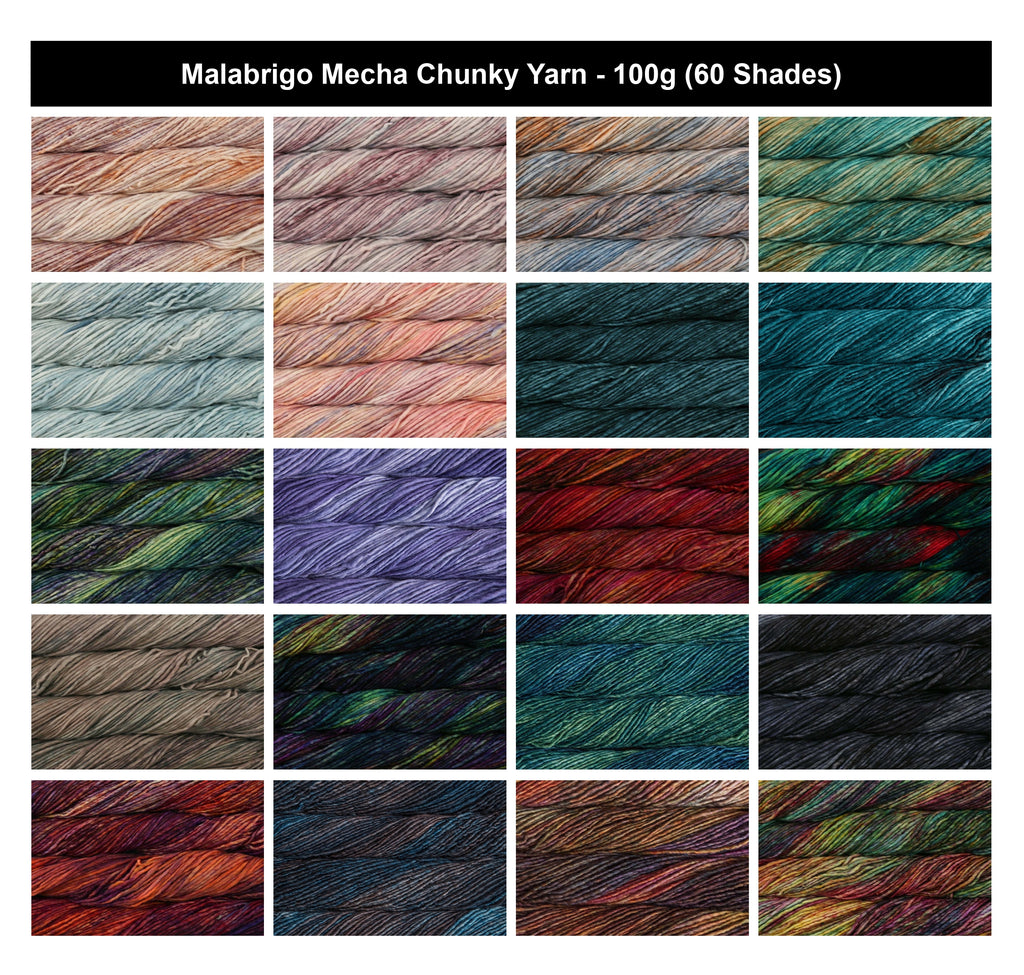 Malabrigo Mecha Chunky Yarn for Crochet - 100g, 100% Superwash Merino Wool Yarn, Hand Kettle Dyed Single Ply Bulky Yarn for Sweaters, Scarves & Accessories