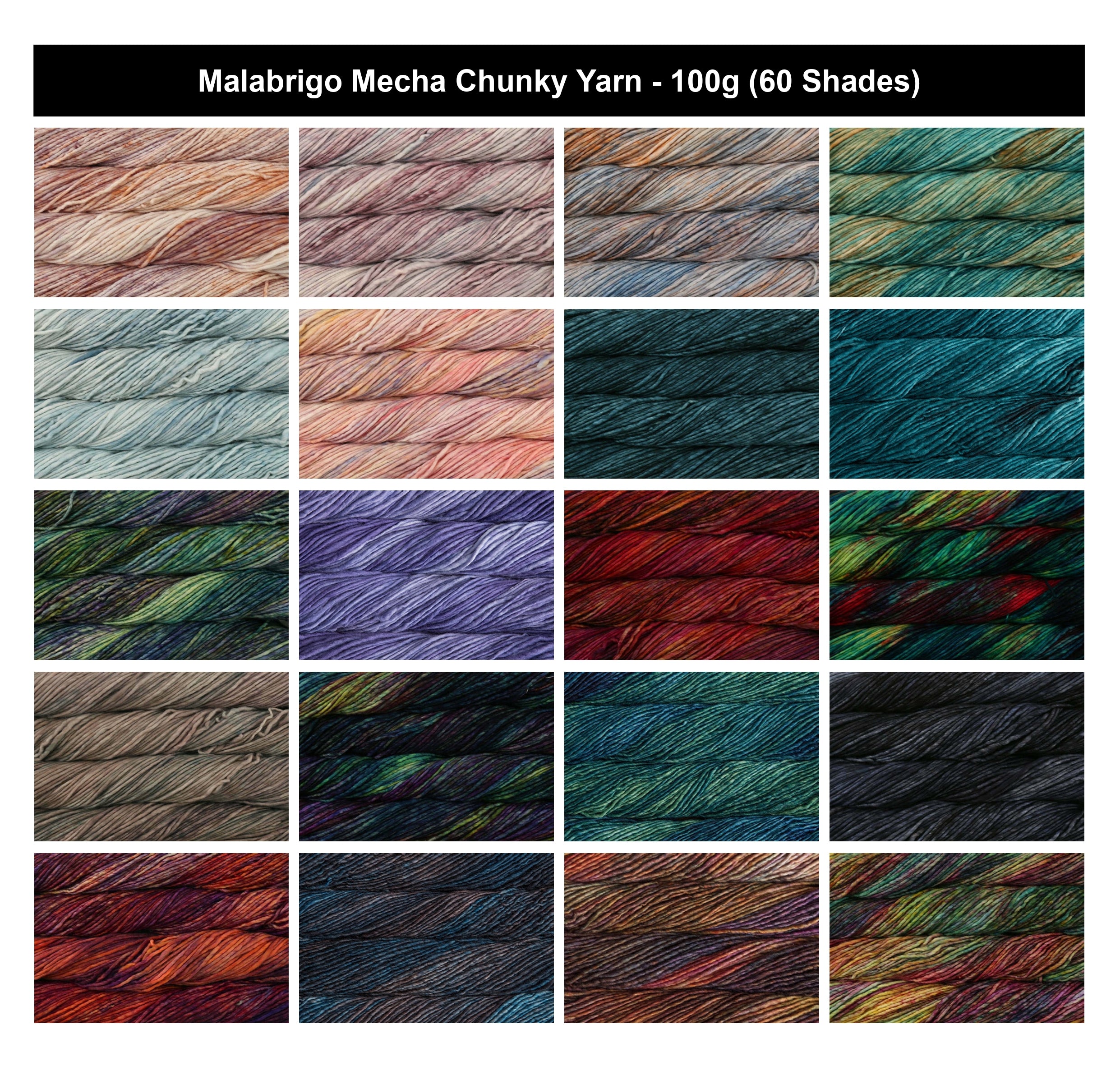 Malabrigo Mecha Chunky Yarn for Crochet - 100g, 100% Superwash Merino Wool Yarn, Hand Kettle Dyed Single Ply Bulky Yarn for Sweaters, Scarves & Accessories