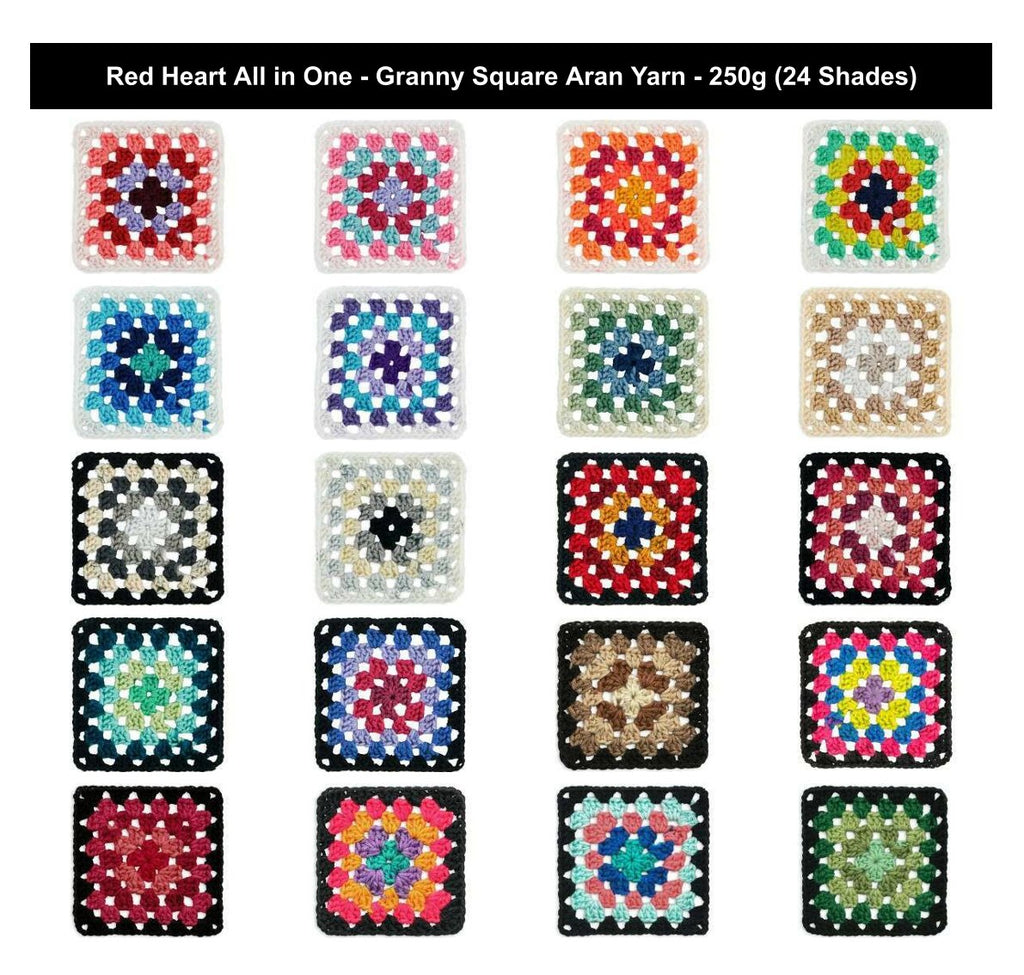 Red Heart All in One Granny Square Yarn - 250g, 100% Acrylic Self-Striping Beginner Knitting Wool for Crochet Blankets, Accessories, Home Décor & Motif Projects