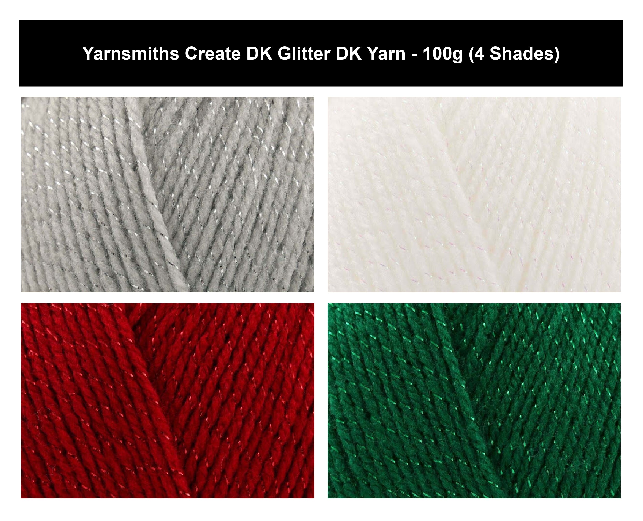 Yarnsmiths Create DK Glitter Yarn - 100g, Acrylic Polyester Blend Sparkle Knitting & Crochet Yarn for Amigurumi & Festive Winter Beanies