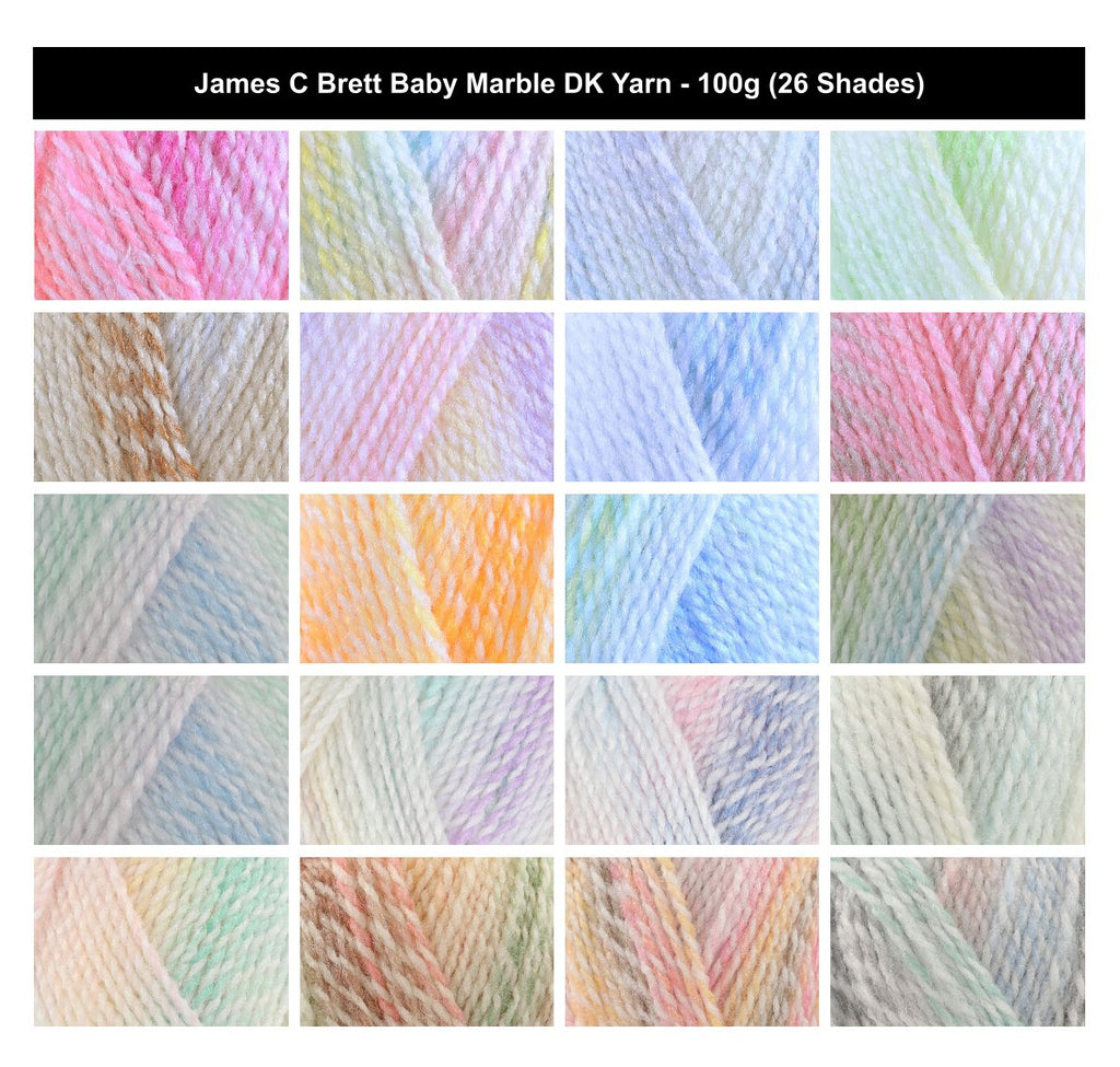 James C Brett Baby Marble DK Yarn - 100g, Soft 100% Acrylic Crochet Double Knitting Baby Wool for Blanket, Cardigans, Jumpers & Sweaters