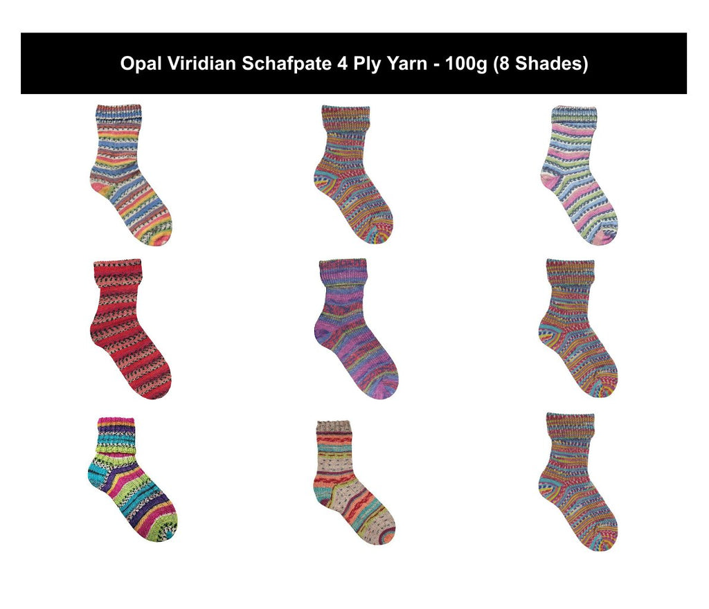 Opal Viridian Schafpate Sock Yarn for Crochet - 100g, Wool Blend Self-Striping Knitting Wool Yarn for Multicolour Socks, Hats, Scarves & Accessories