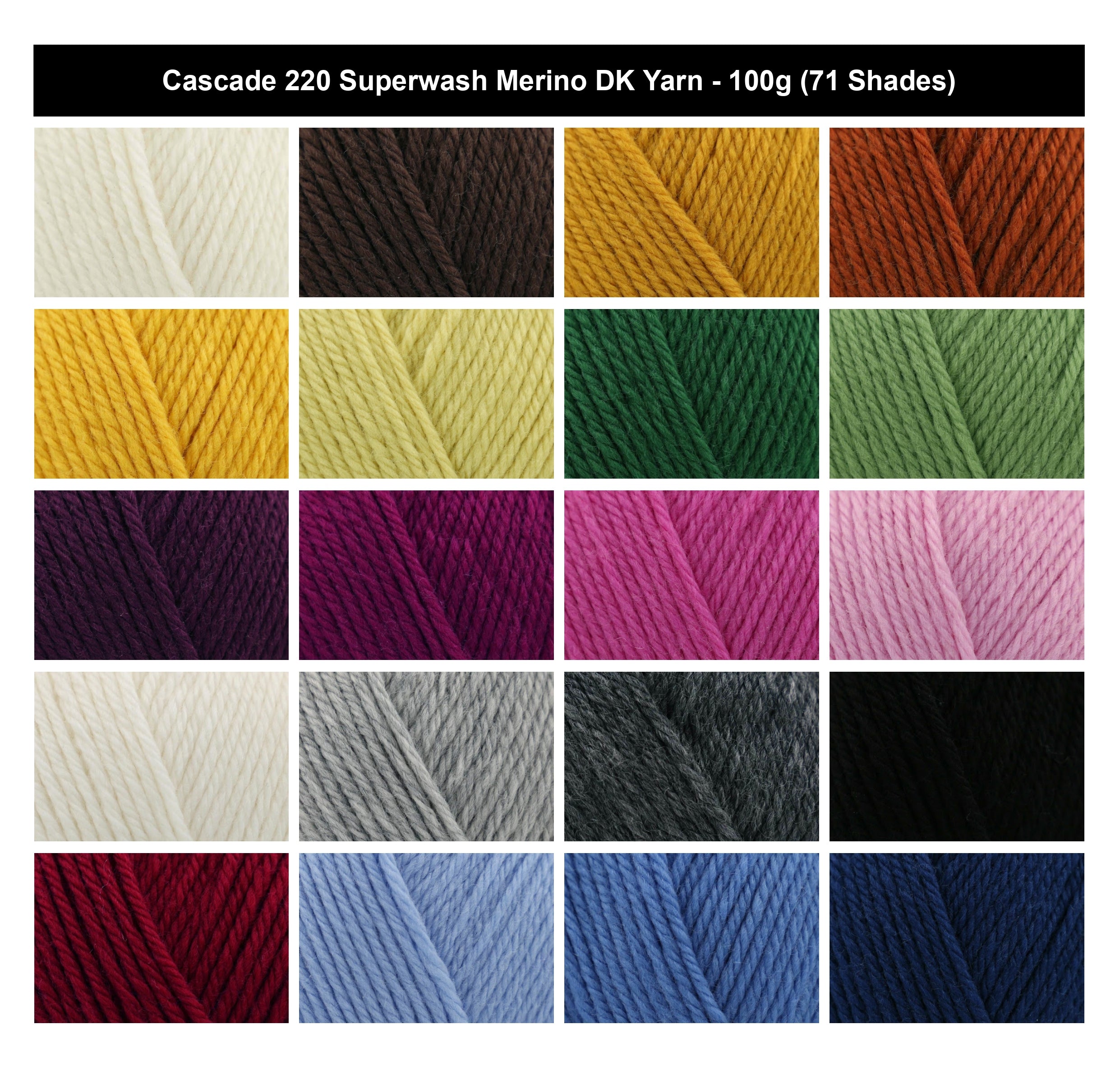 Cascade 220 Superwash Merino DK Yarn - 100g, 100% Merino Wool Soft Lightweight Double Knitting Wool Yarn for Crochet Blankets, Garments & Accessories