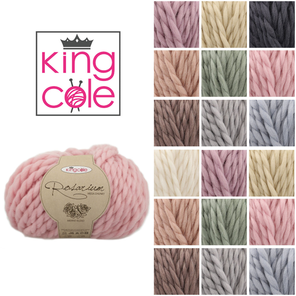 King Cole Rosarium Mega Chunky Yarn 100% Wool Super Chunky 40m Soft Merino Knit & Crochet Yarn for Blankets, Scarves & Home Decor - 100g