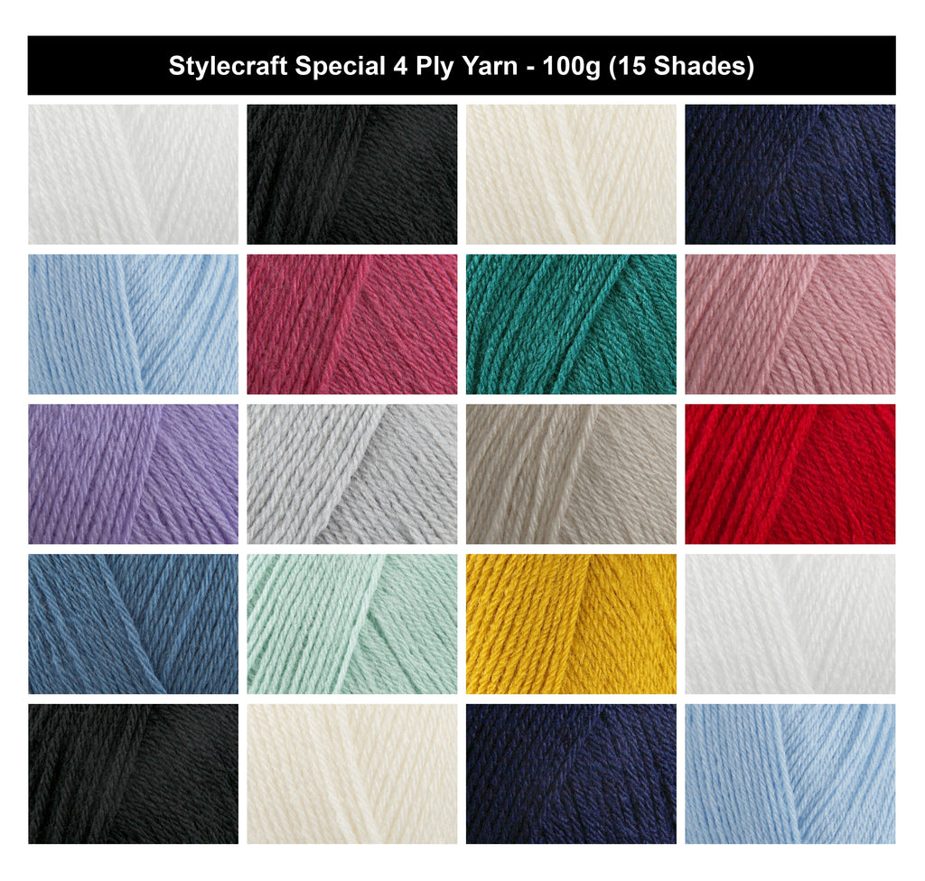 Stylecraft Special 4 Ply Knitting Crochet Yarn - 100g, 100% Acrylic Vibrant Versatile Wool for Experimentation & Stash Filling Projects Like Baby Accessories, Blankets & Cushion Covers