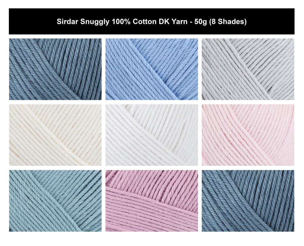 Sirdar Snuggly 100% Cotton DK Crochet Baby Yarn - 50g, Soft Baby Double Knitting Yarn Breathable Gentle on Sensitive Skin, Lightweight Wool for Baby Clothes