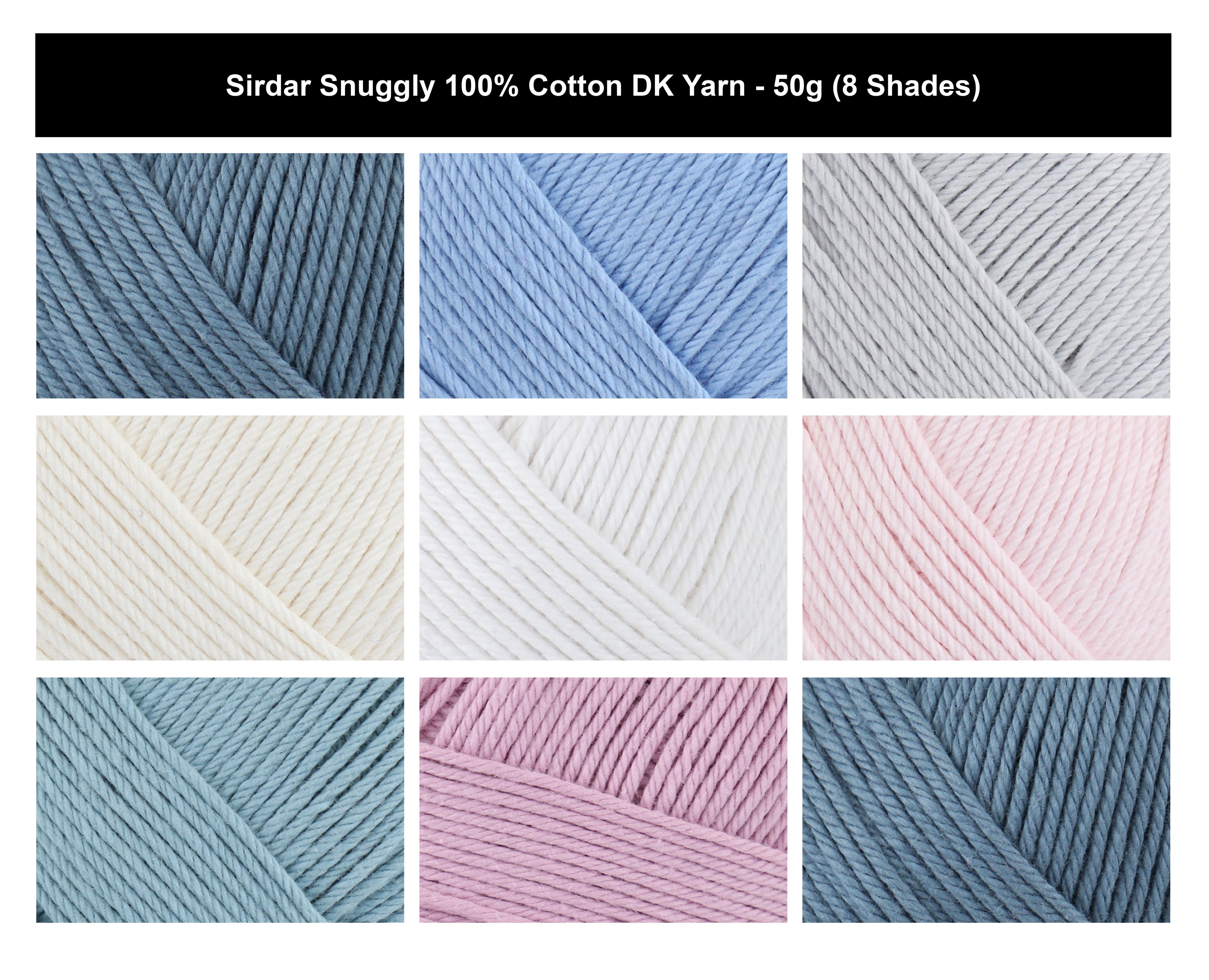 Sirdar Snuggly 100% Cotton DK Crochet Baby Yarn - 50g, Soft Baby Double Knitting Yarn Breathable Gentle on Sensitive Skin, Lightweight Wool for Baby Clothes