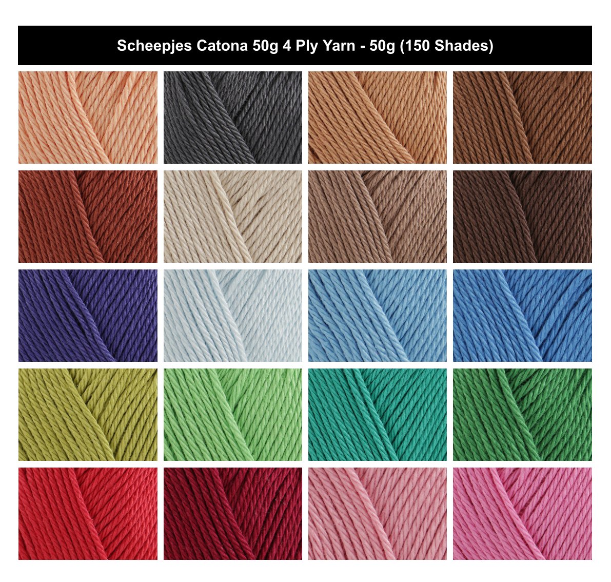 Scheepjes Catona 4 Ply Crochet Yarn - 50g, Luxury 100% Mercerised Cotton Baby-Safe Fingering Weight Knitting Wool for Blankets, Amigurumi & Toys