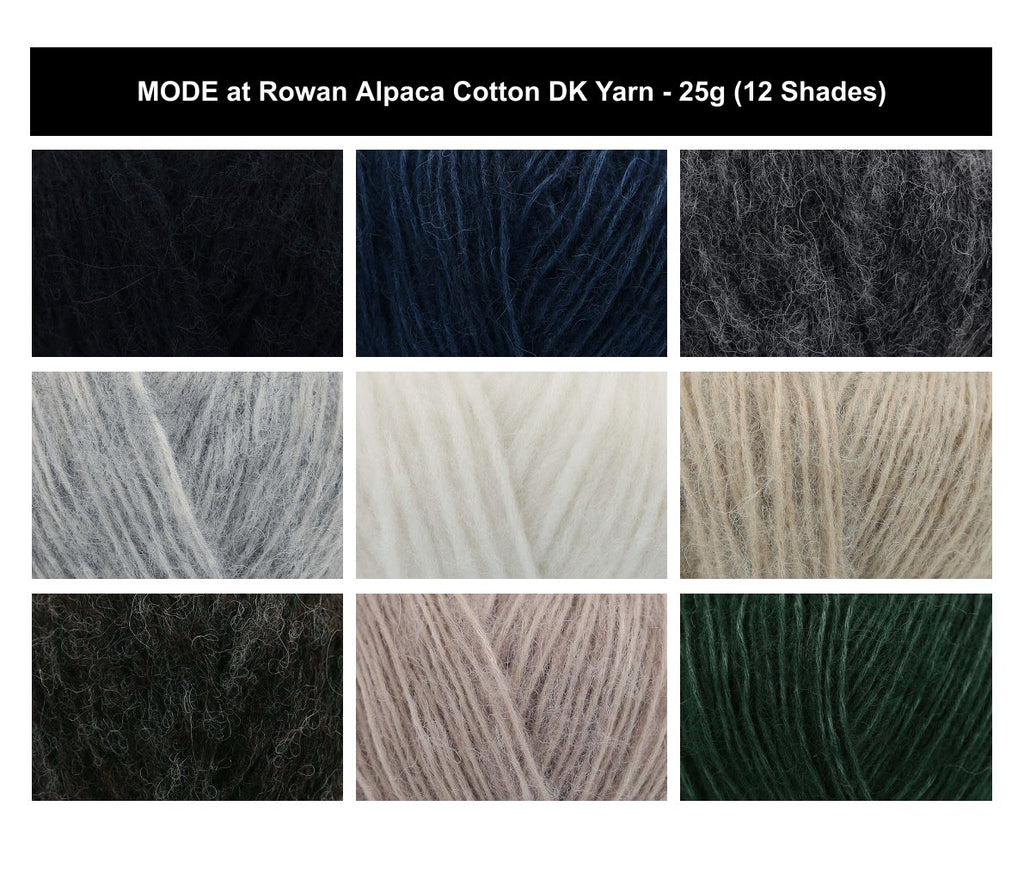 Mode at Rowan Alpaca Cotton DK Crochet Yarn - 25g, Luxury Alpaca Cotton Blend Natural Fibre Double Knitting Wool for Sweater, Cardigan & Crafts